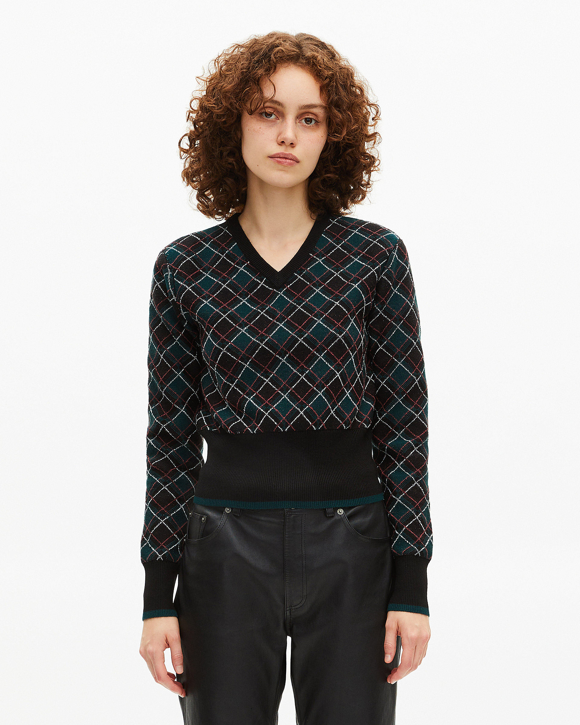 Black plaid sweater