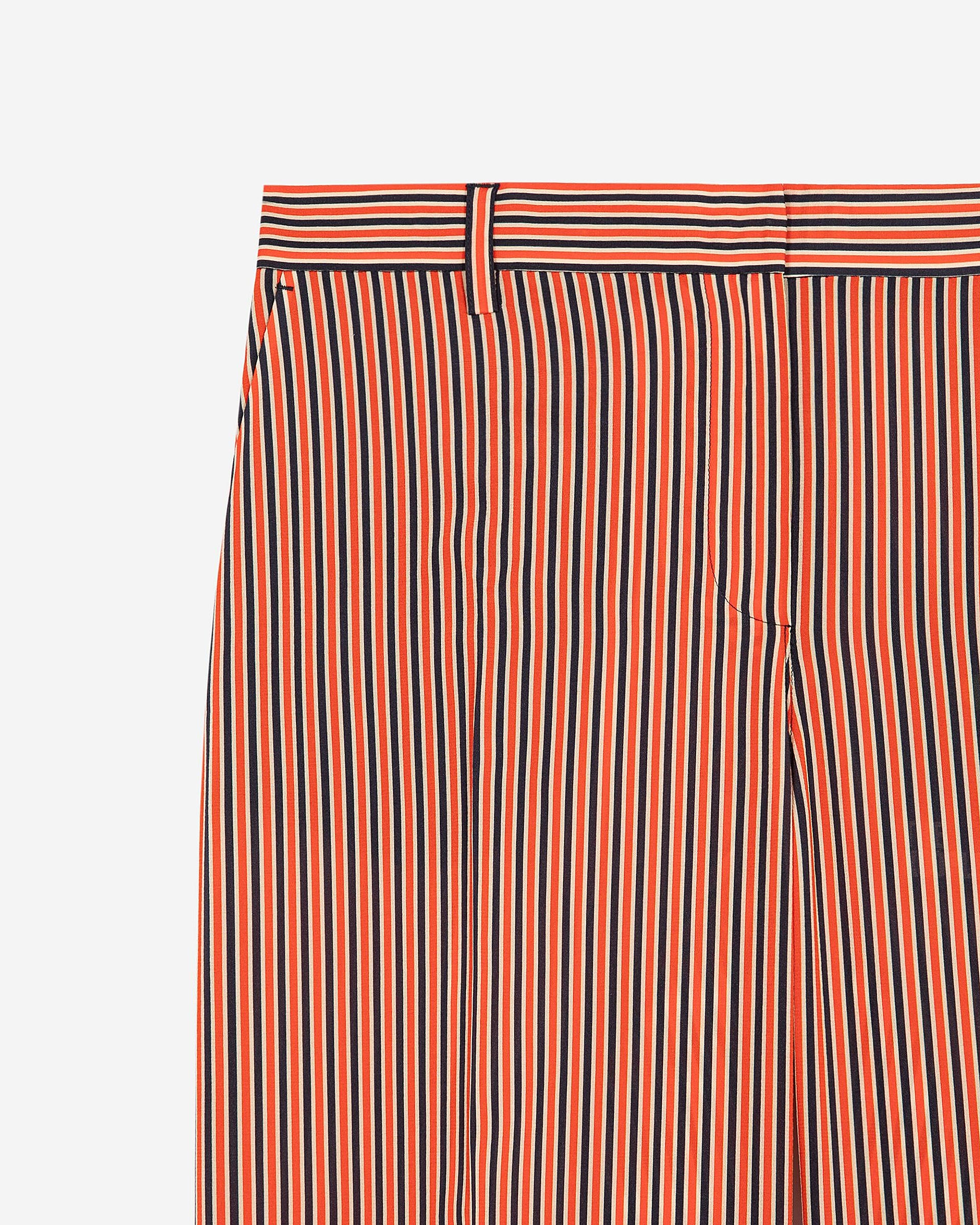 Wide-leg pants with red and blue stripes