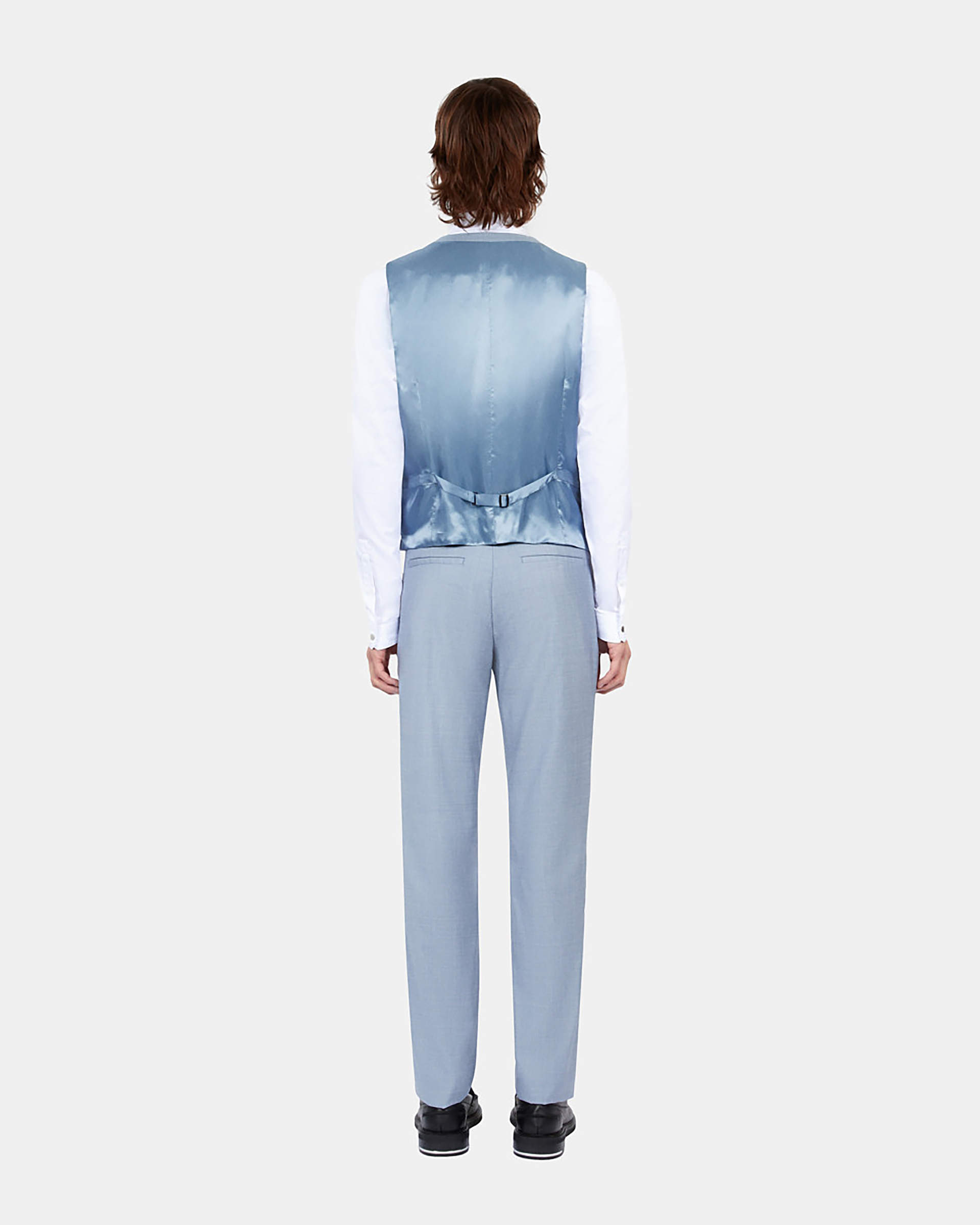 Light blue slim fit wool suit vest