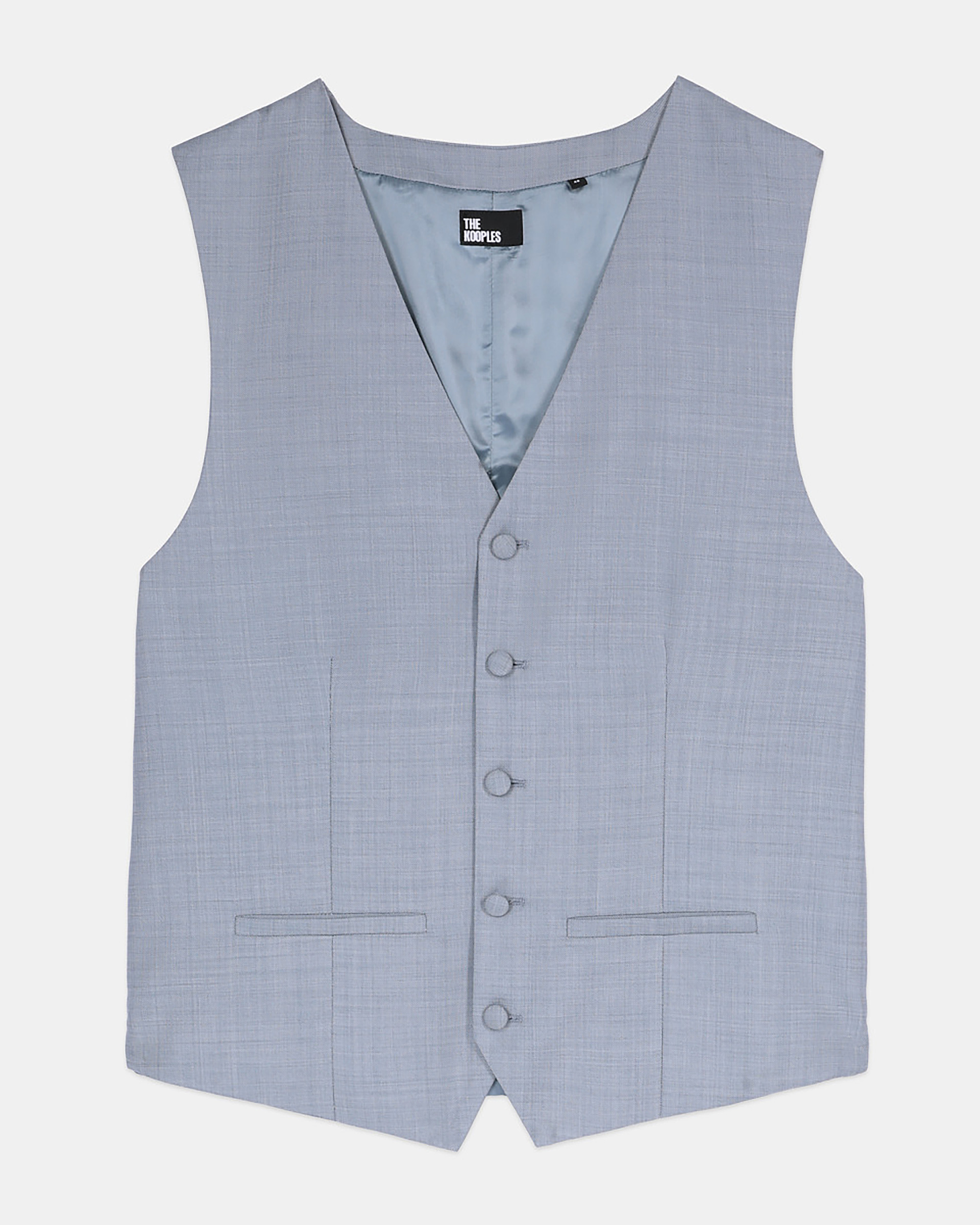 Light blue slim fit wool suit vest