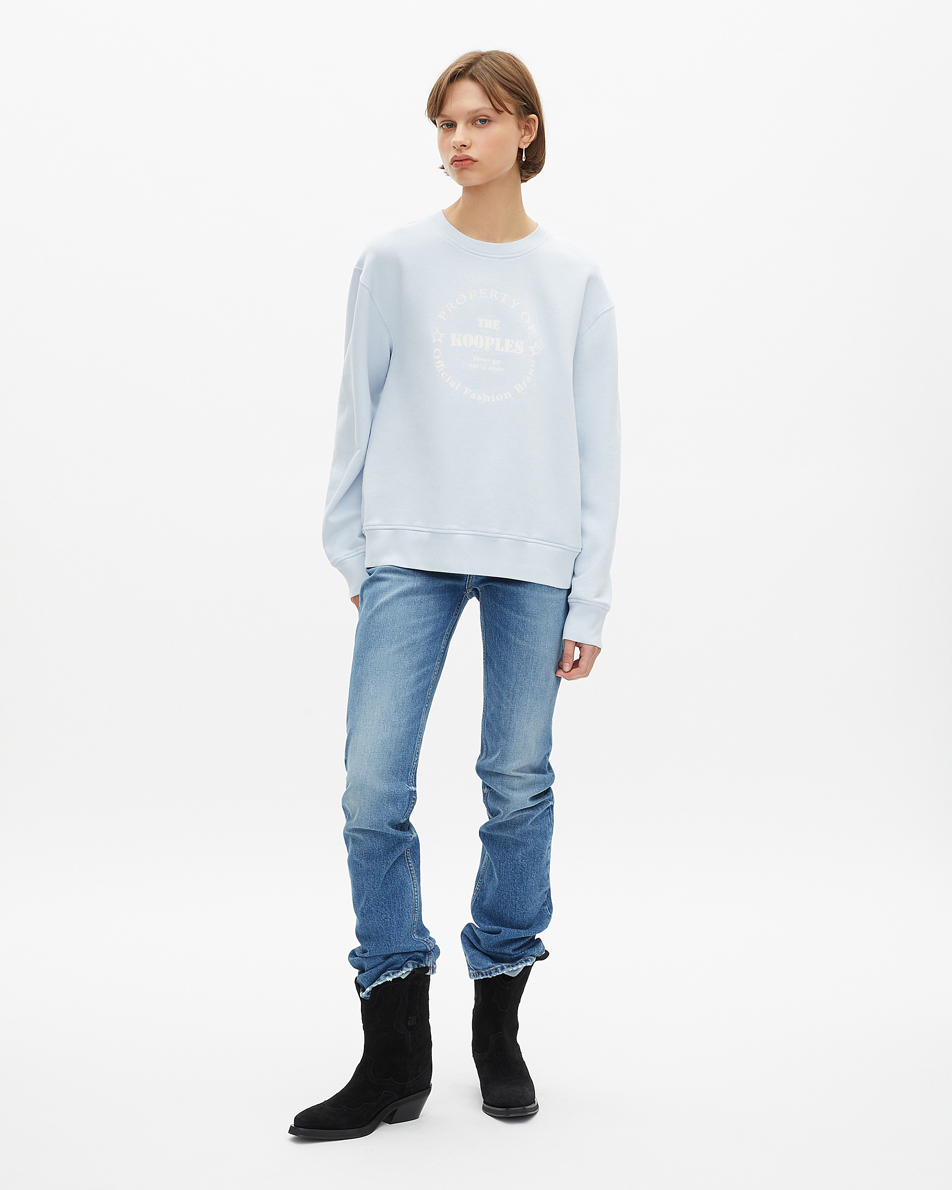 Sweathshirt with light blue screen print