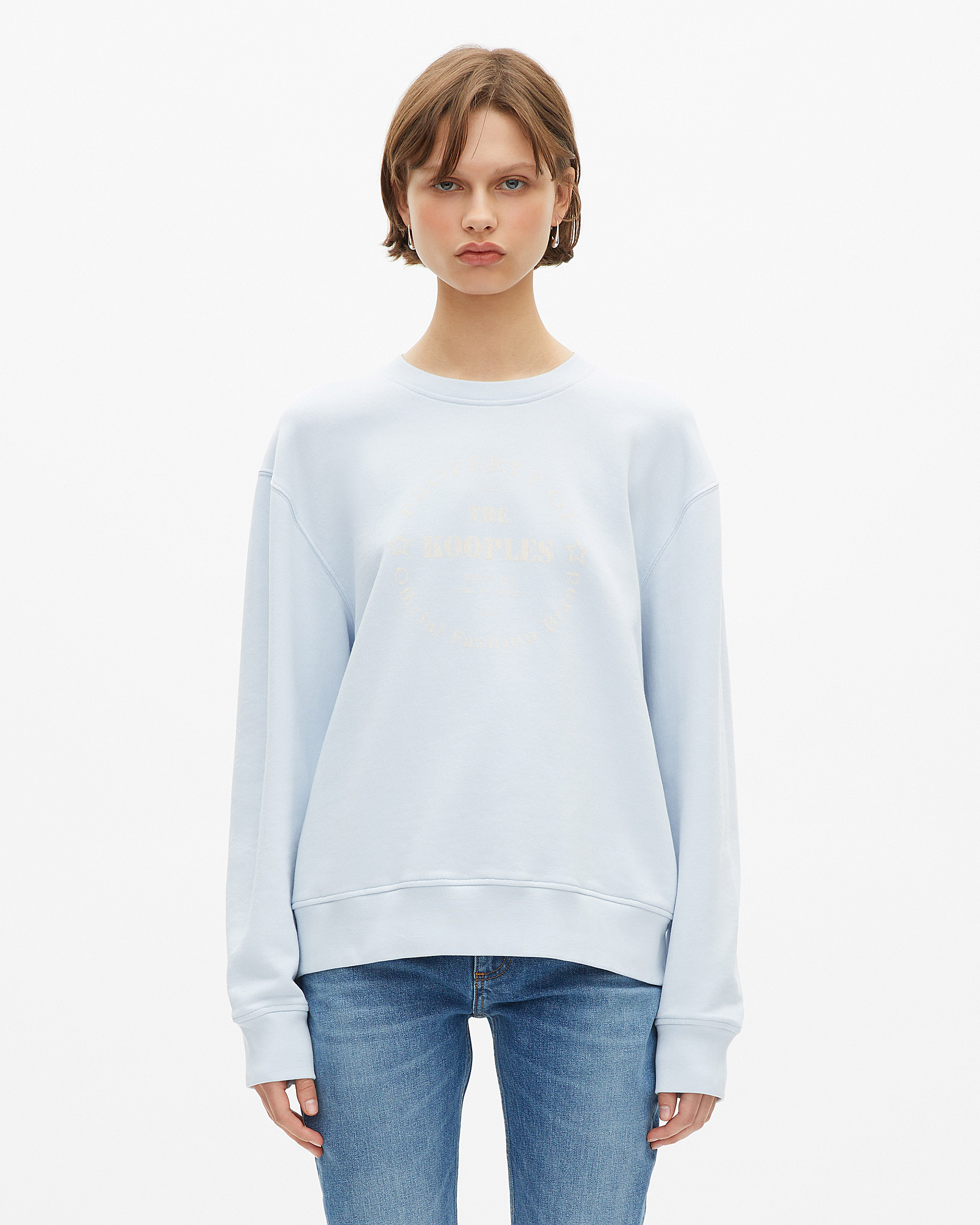 Sweathshirt with light blue screen print