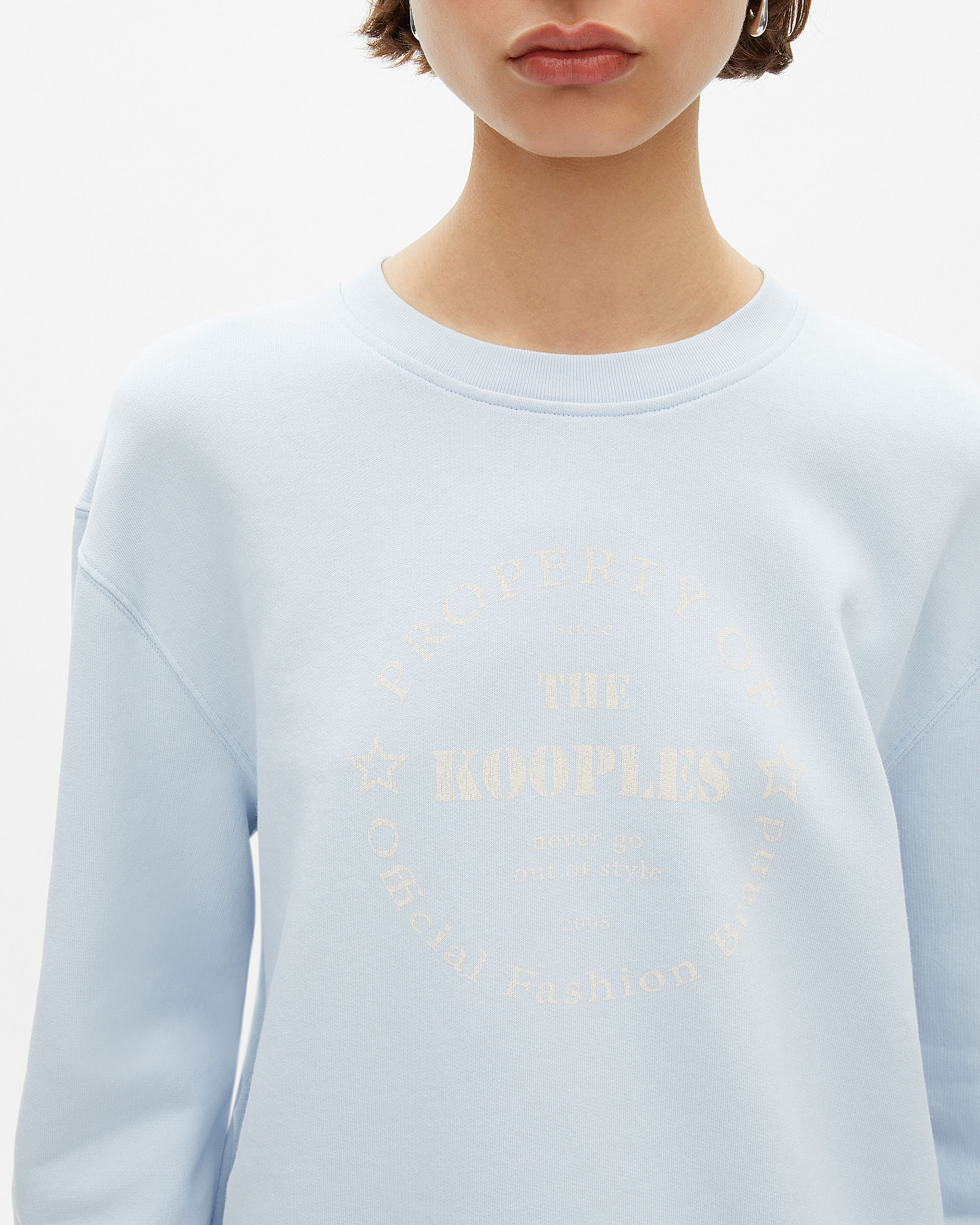 Sweathshirt with light blue screen print