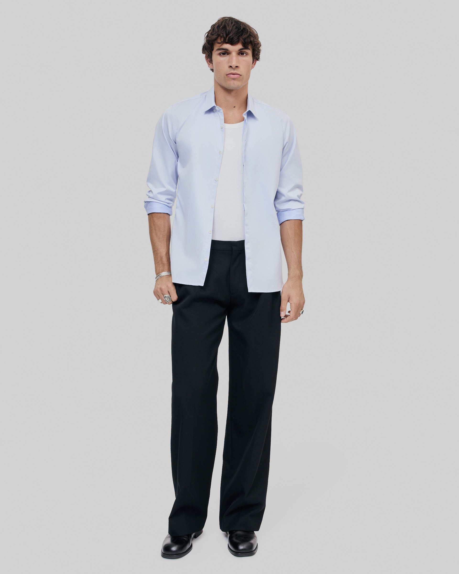 Sky blue classic collar shirt