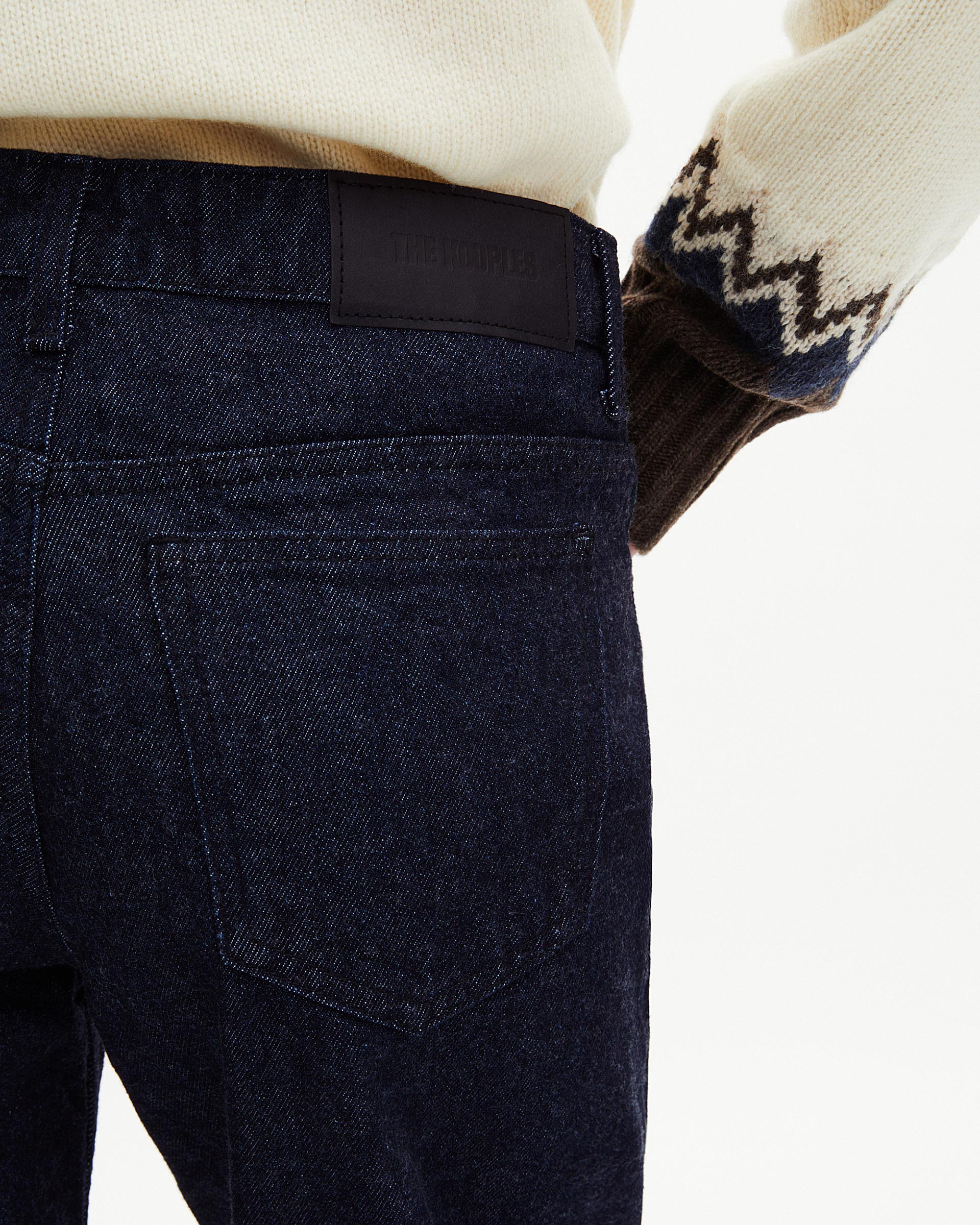 Blue raw wide-leg jeans