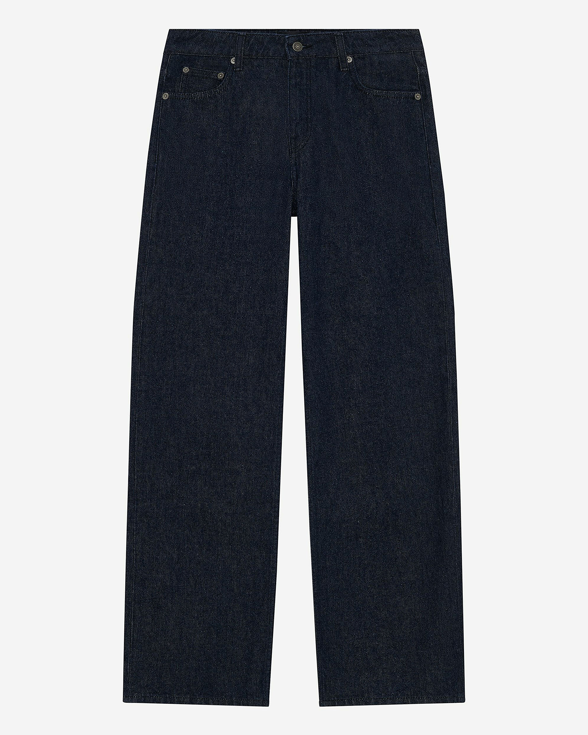 Blue raw wide-leg jeans