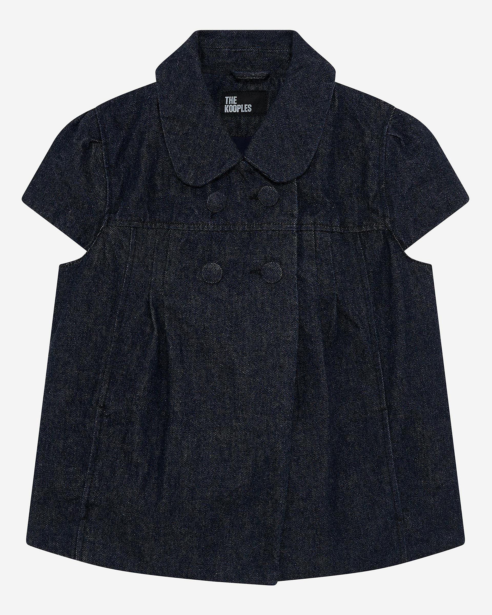 Short-sleeved jacket in dark blue denim