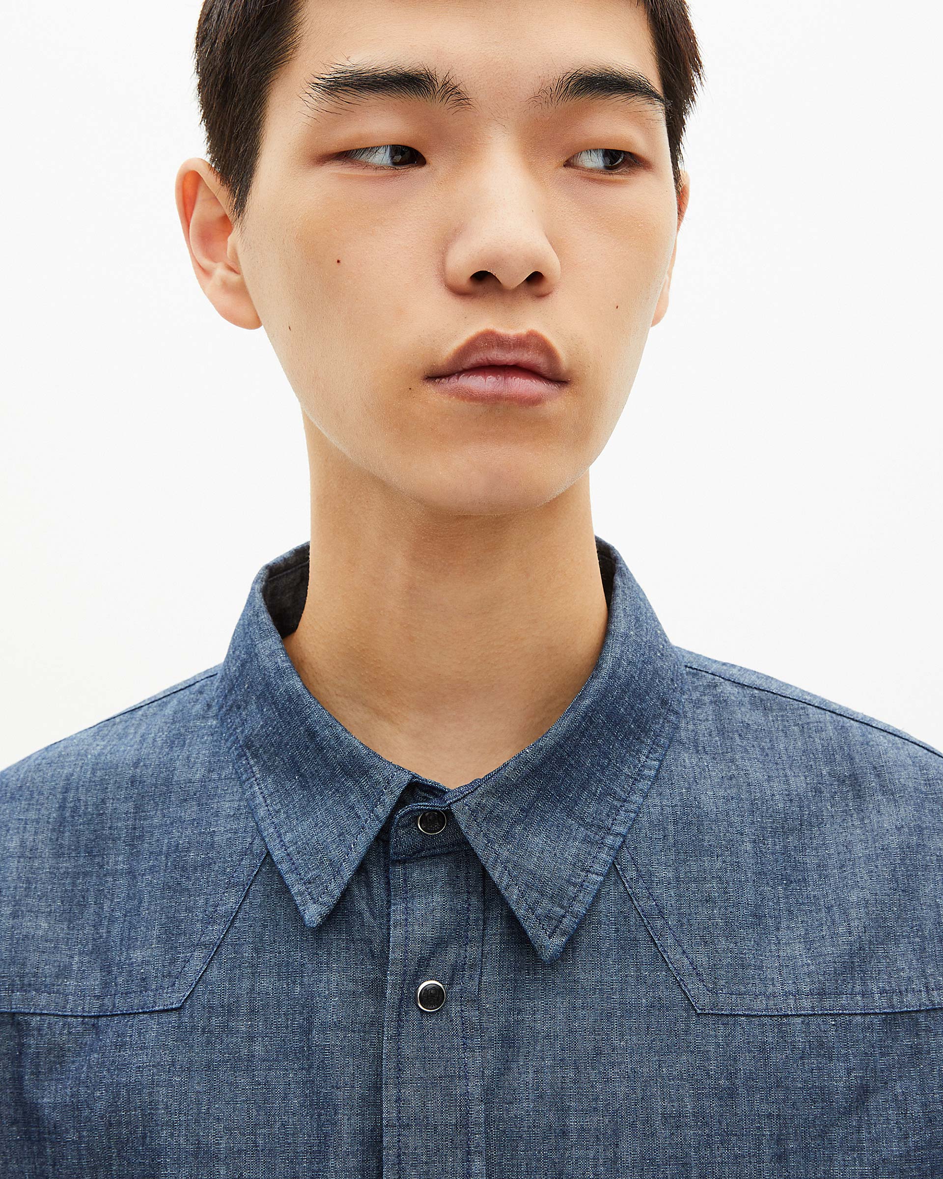 Blue raw denim shirt