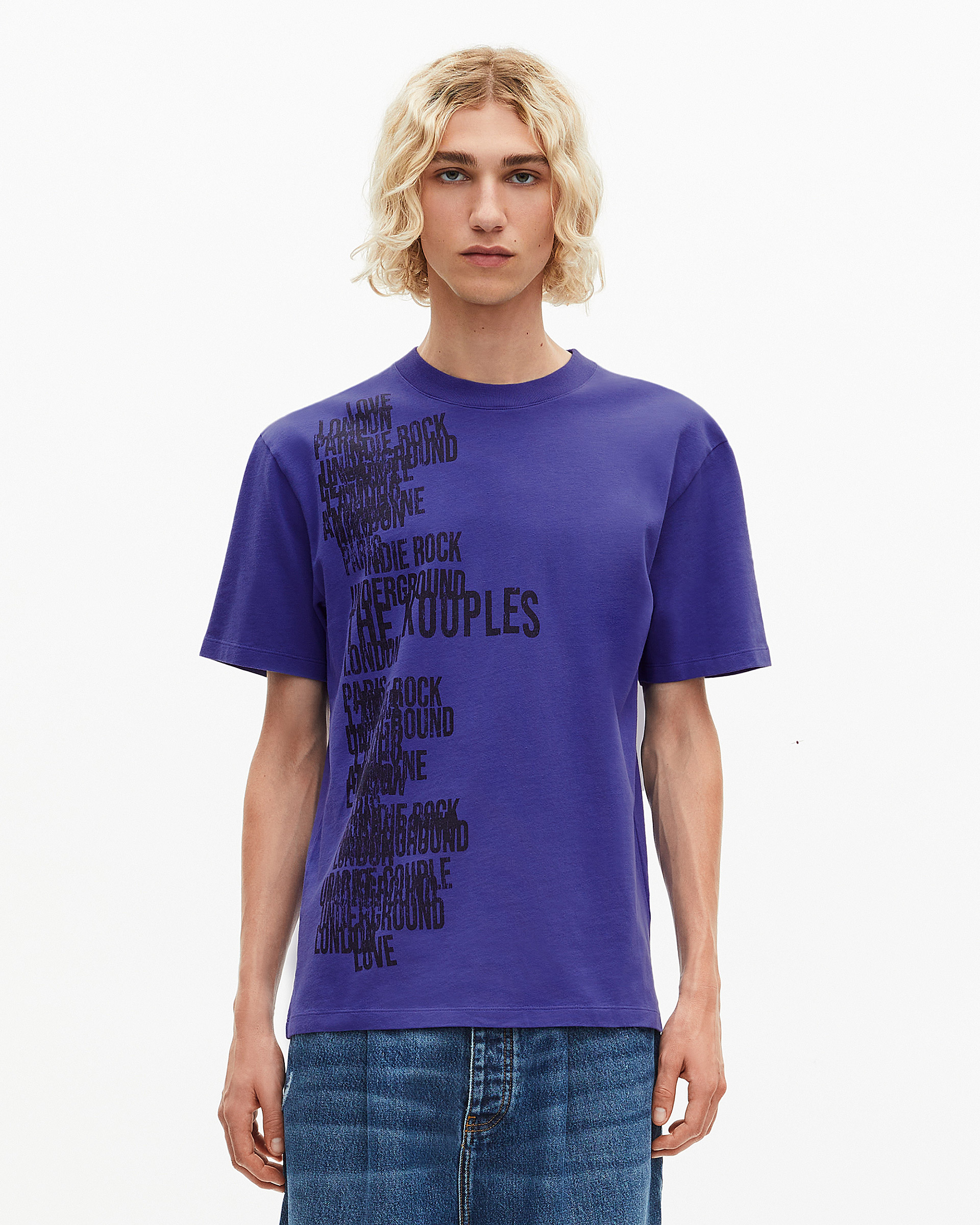 T-shirt with purple screen print
