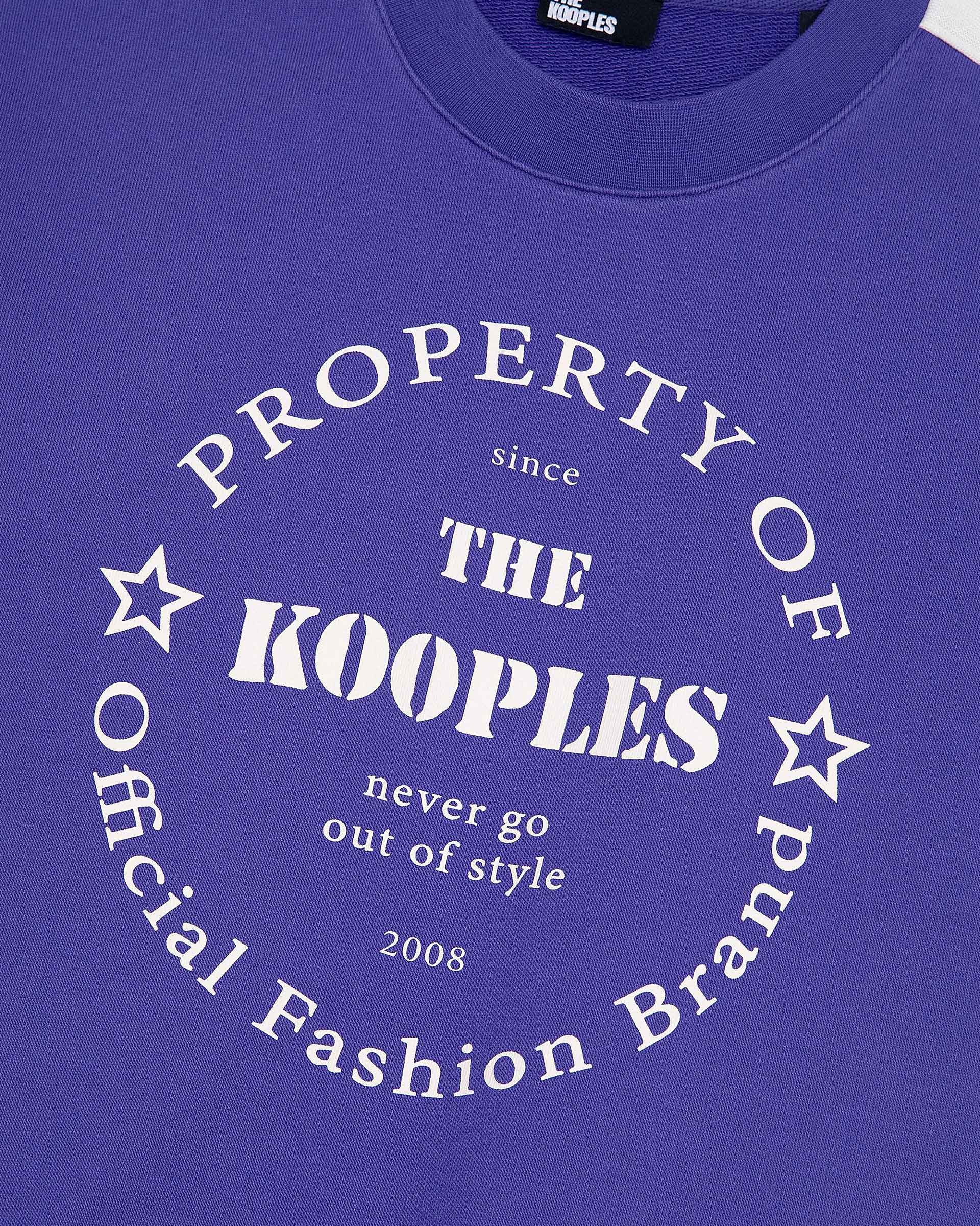 Short-sleeved sweatshirt with purple screen print