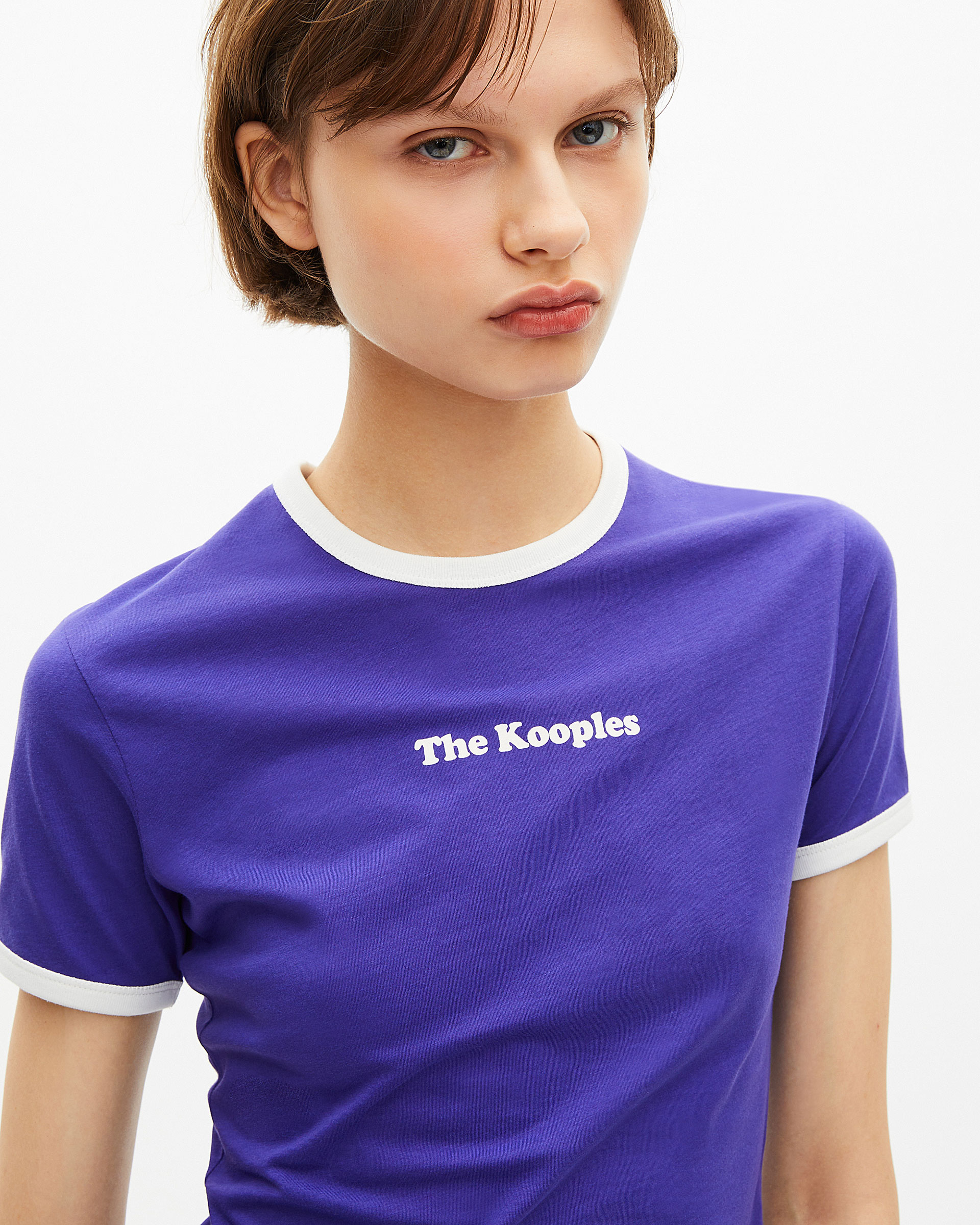 T-shirt with purple screen print