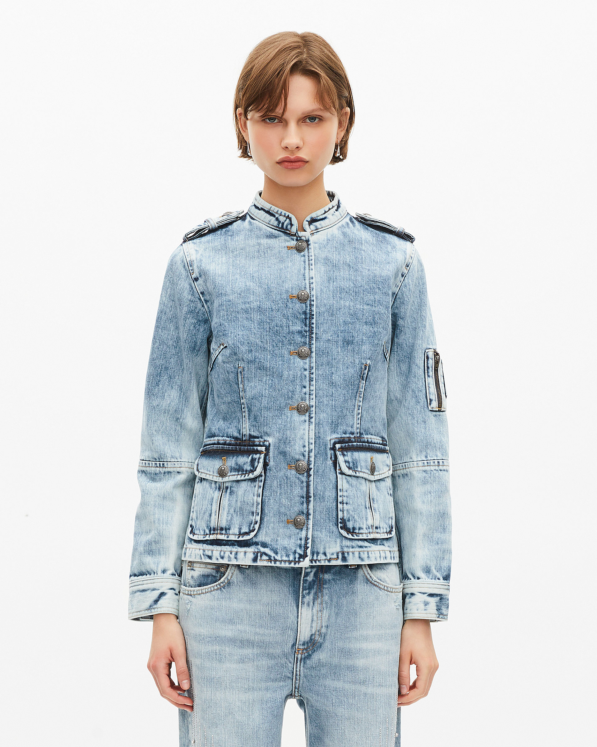 Officer-style jacket in denim