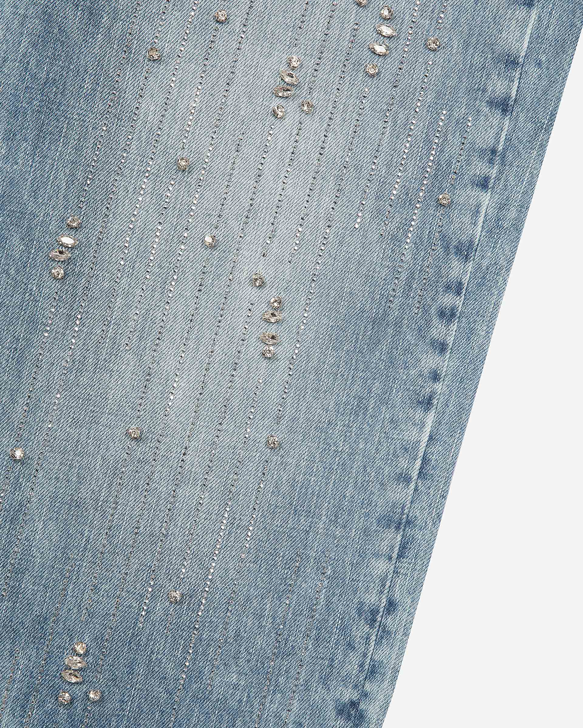 Wide jeans with light blue rhinestones