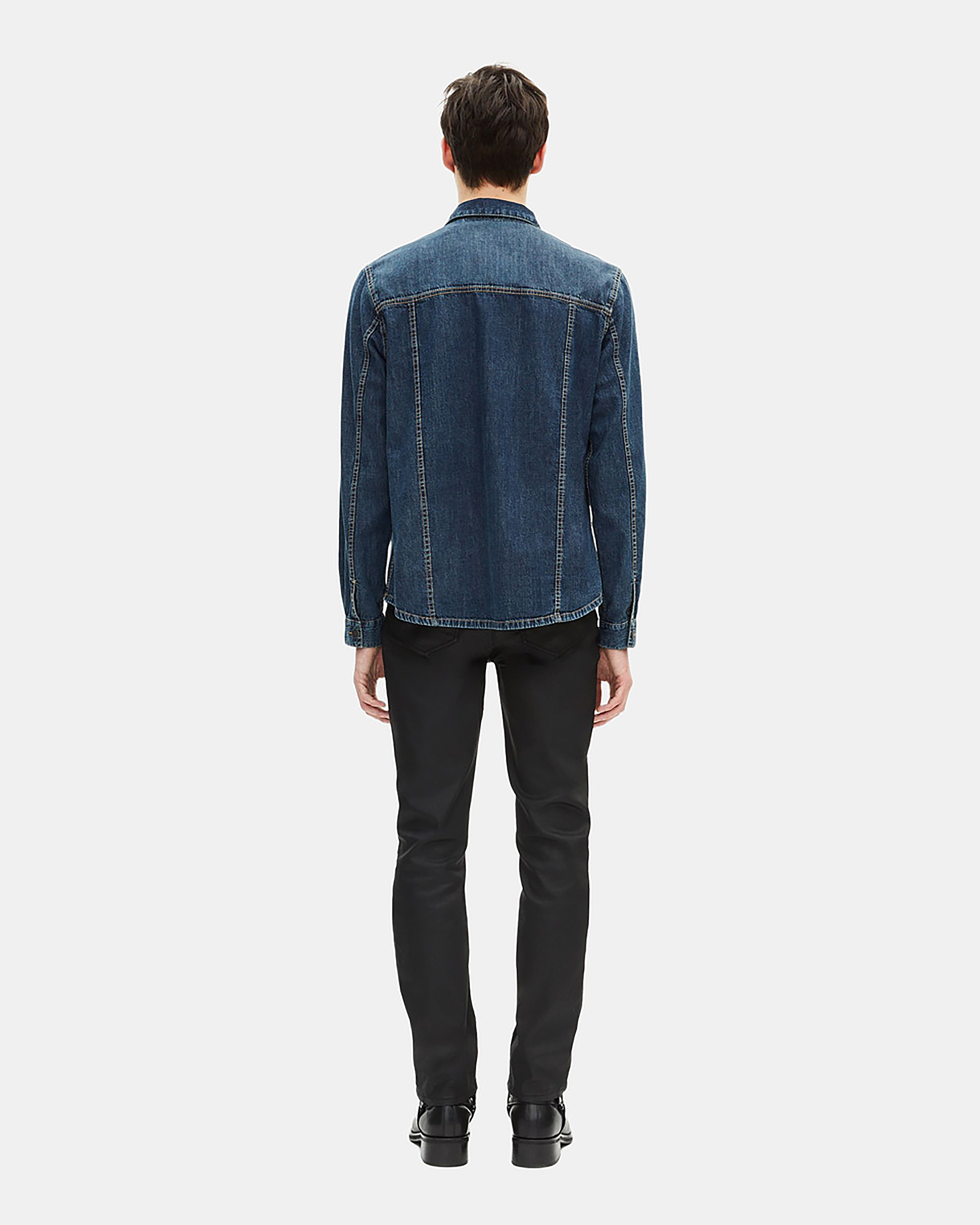 Long-sleeved denim shirt