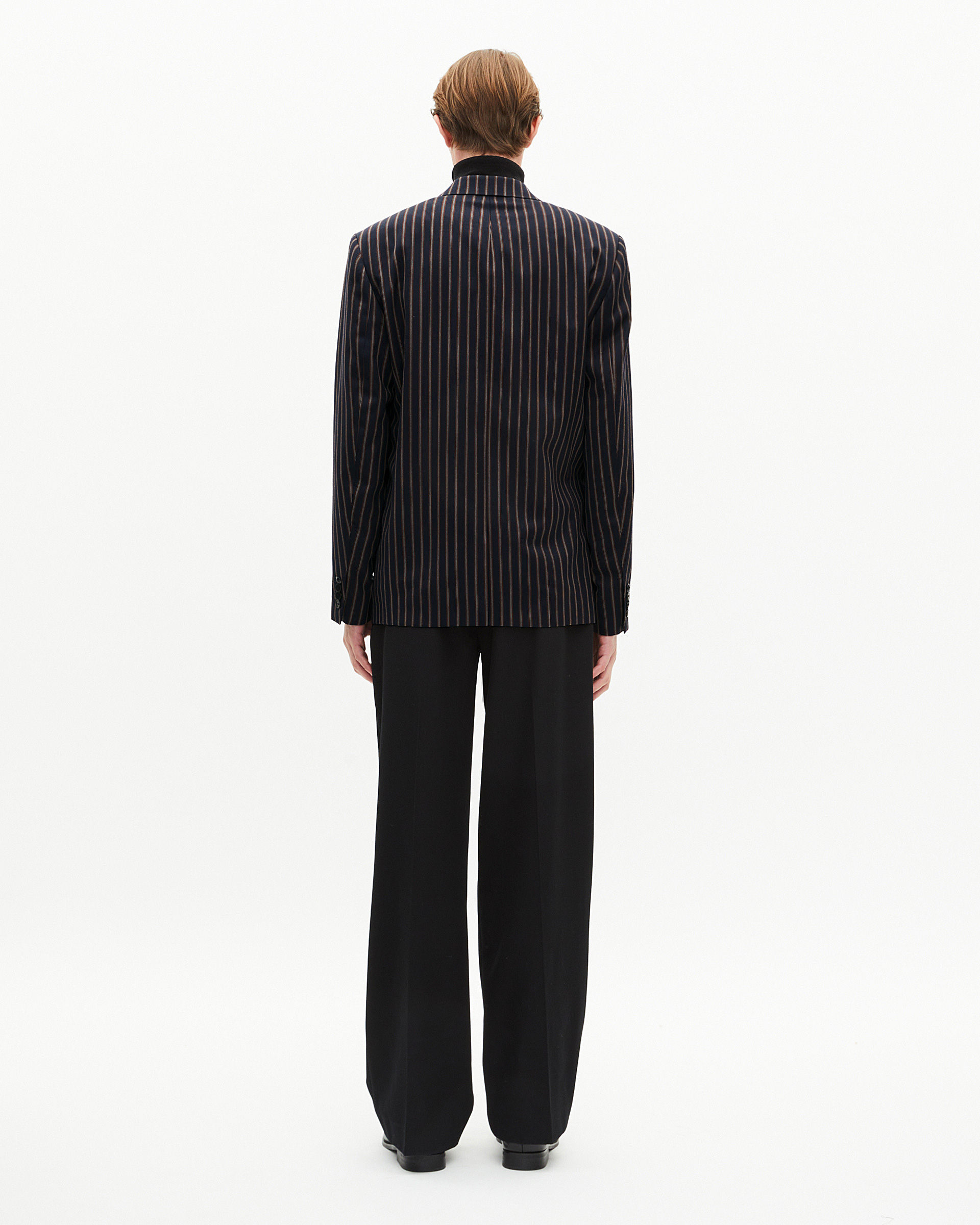 Navy striped double-breasted jacket