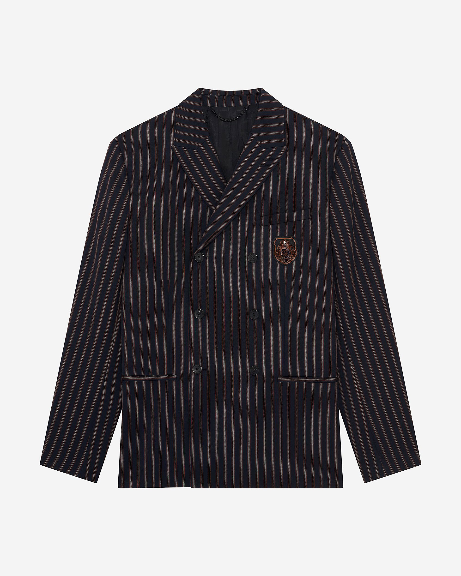 Navy striped double-breasted jacket