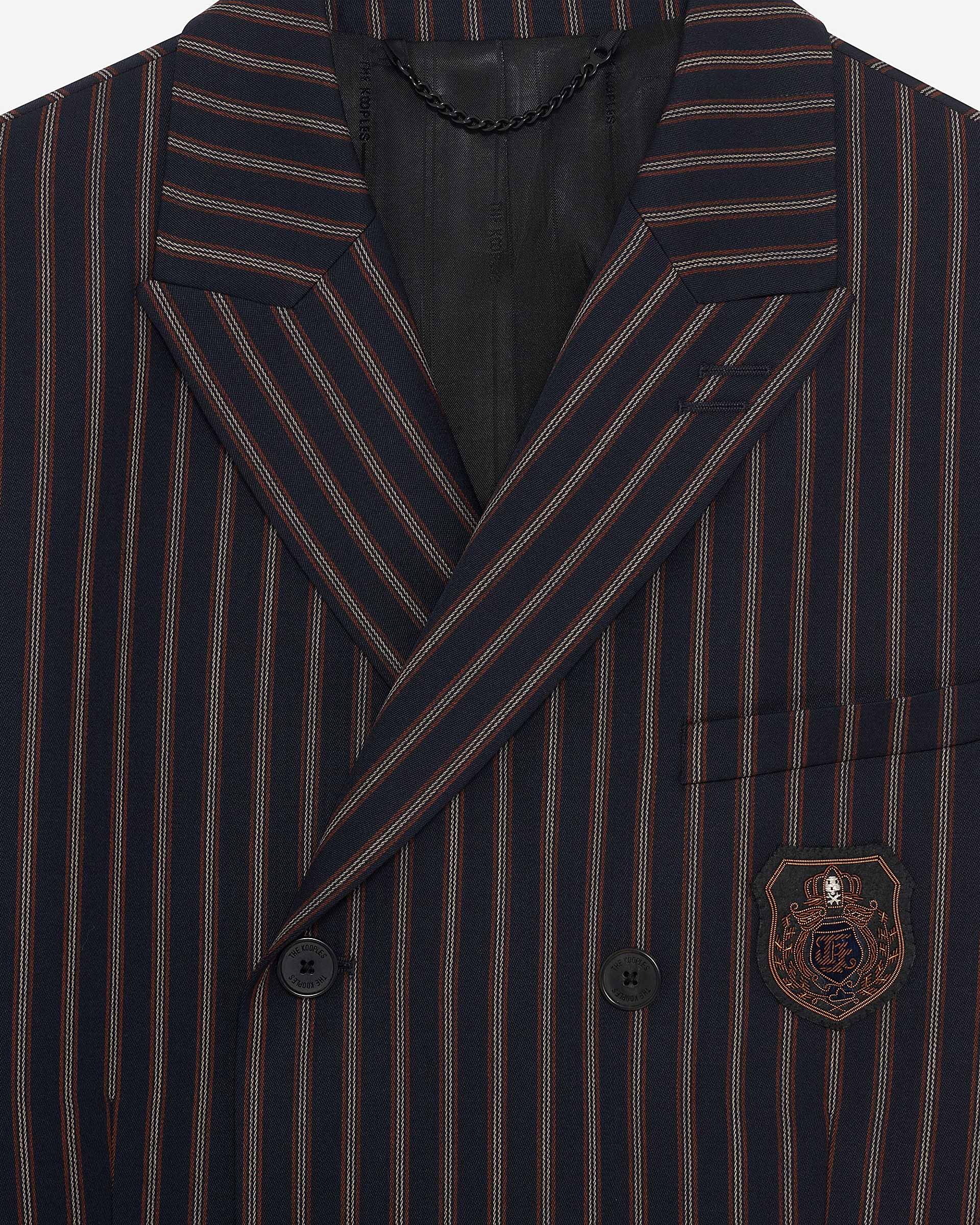 Navy striped double-breasted jacket