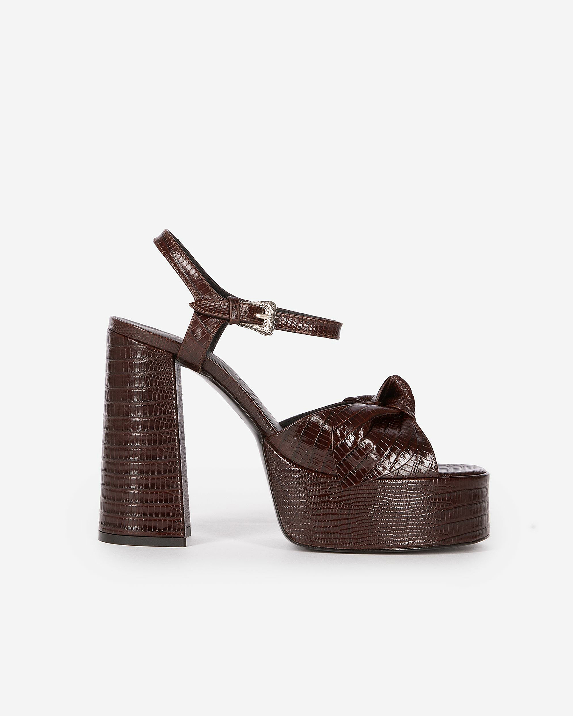 Brown leather heeled sandals