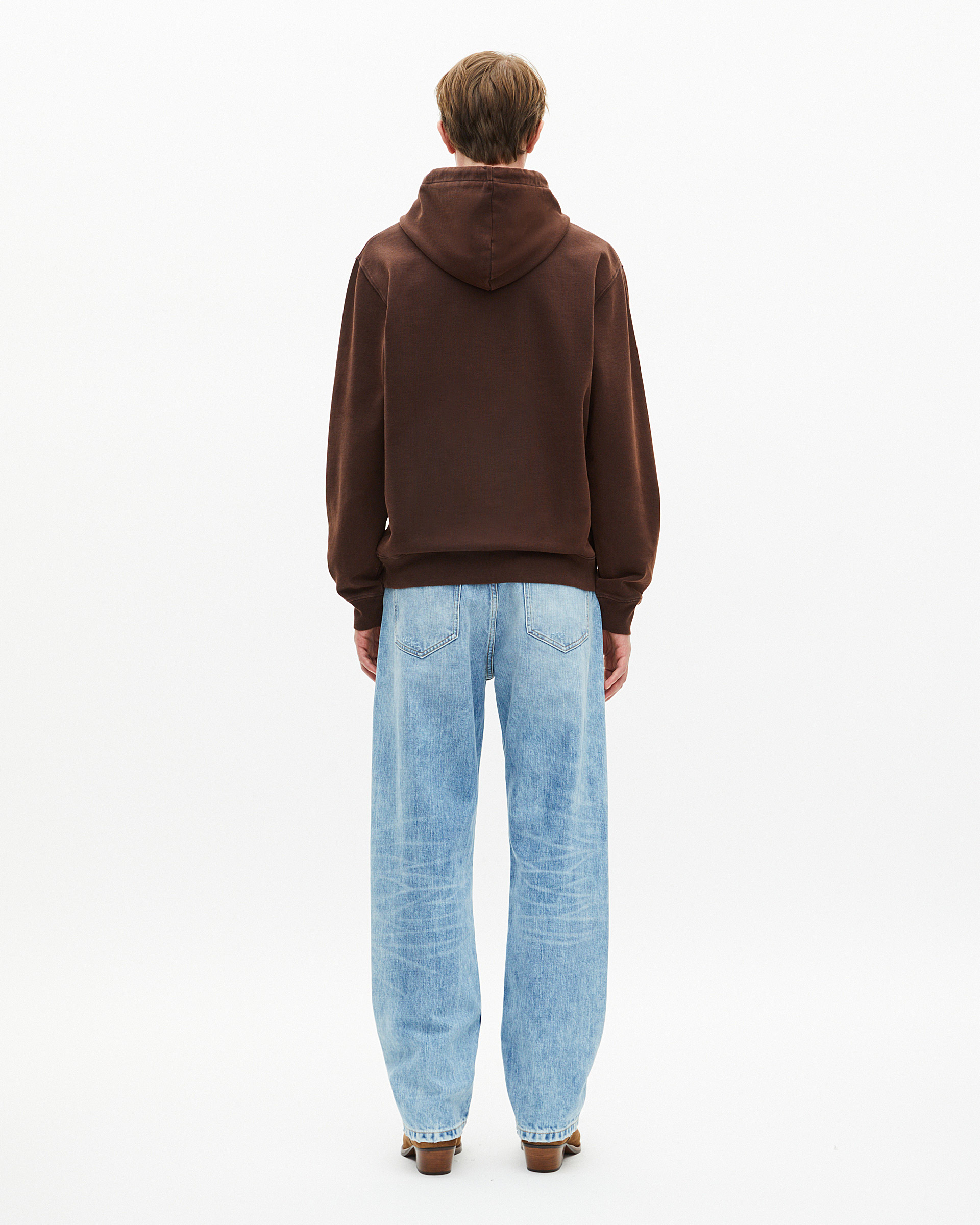 Hooded sweatshirt with brown embroidery