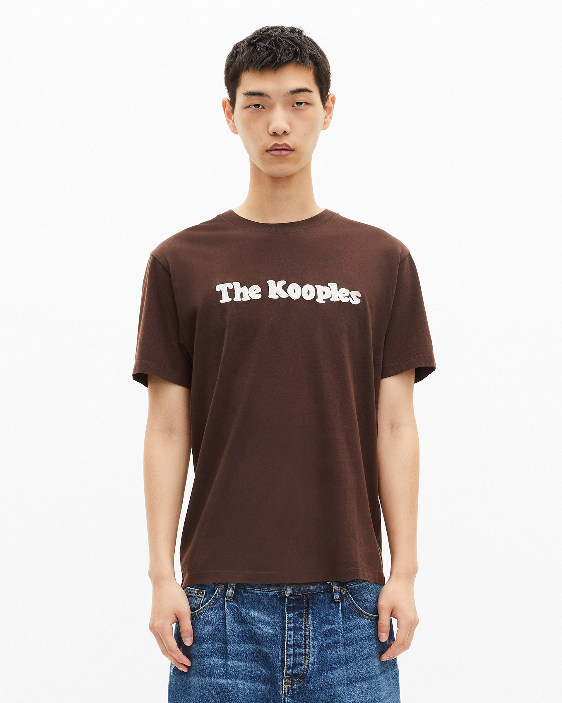 T-shirt with brown embroidery