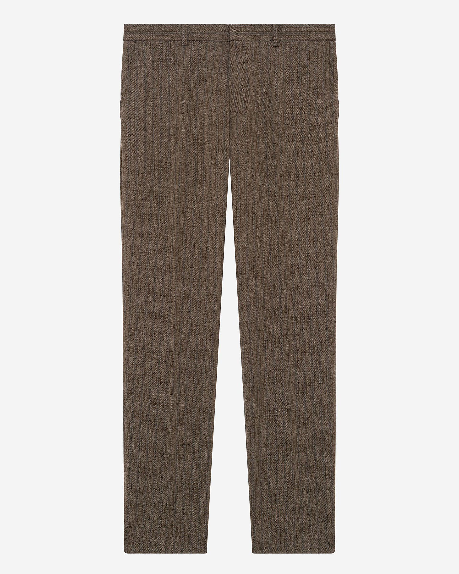 Straight brown pinstripe suit pants