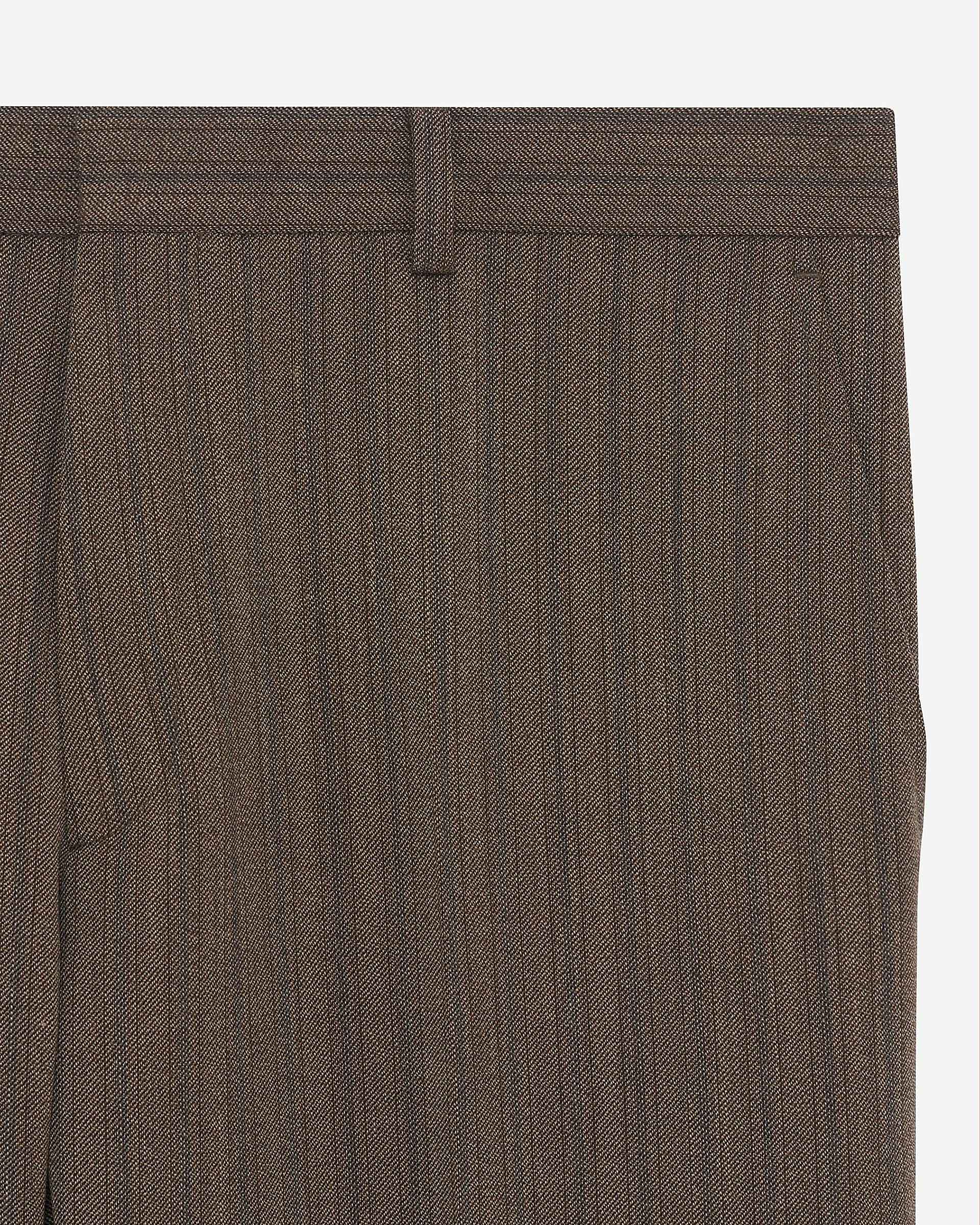 Straight brown pinstripe suit pants