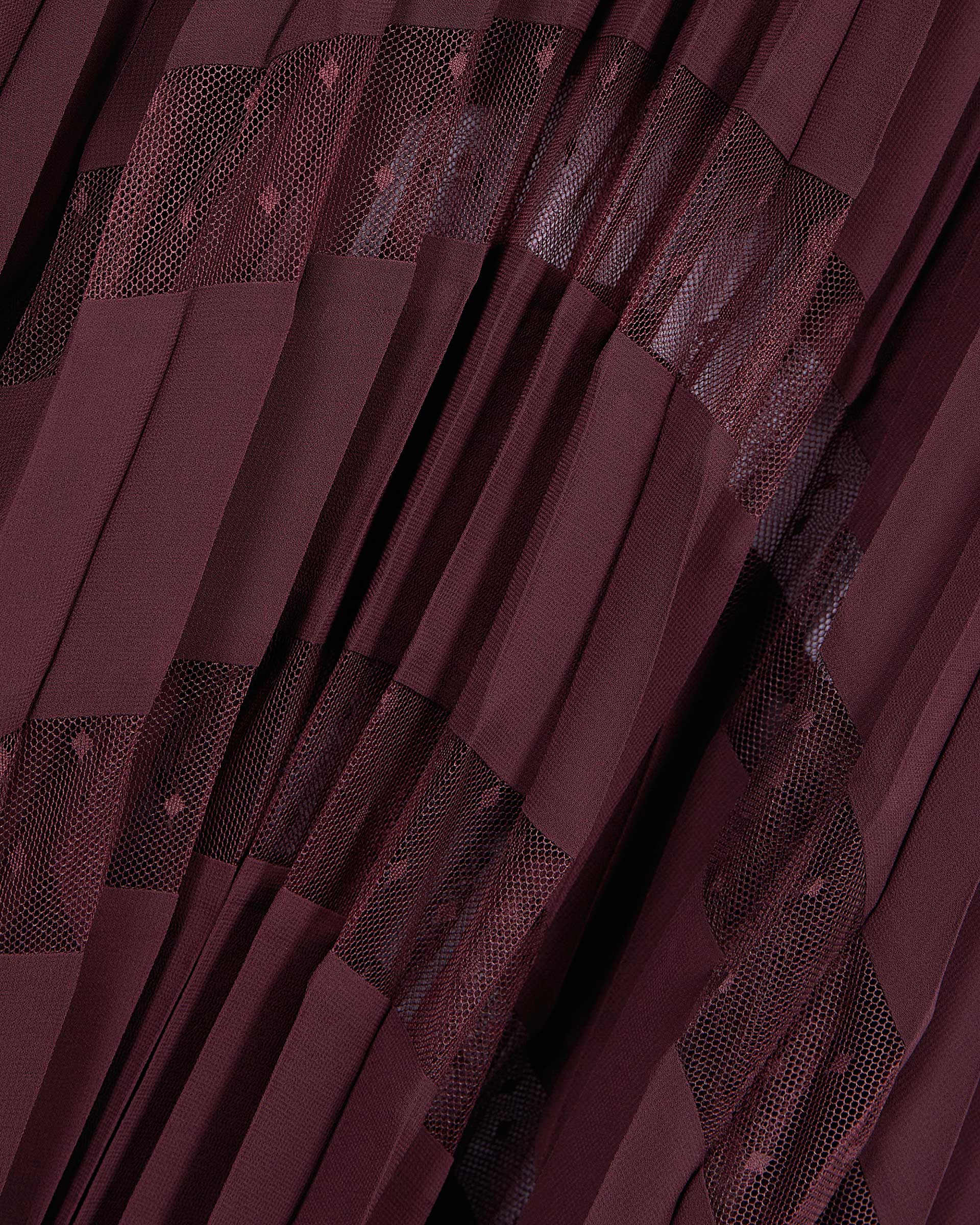 Long burgundy pleated dress