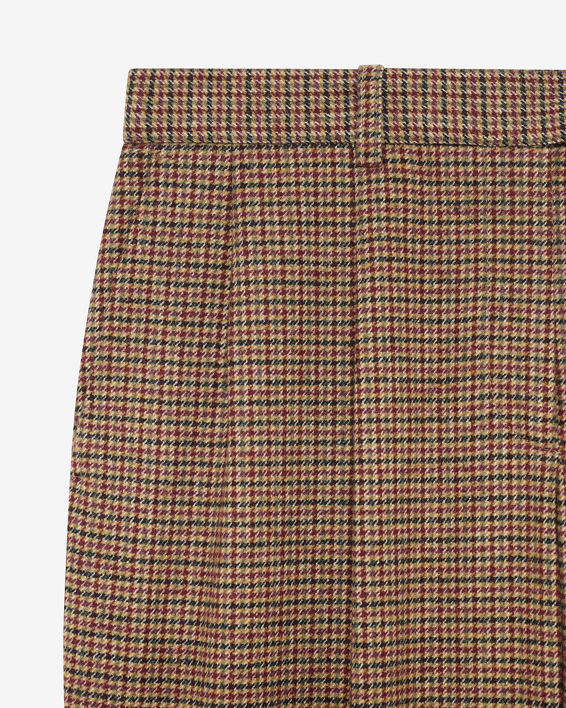 Camel houndstooth wide-leg tailored pants