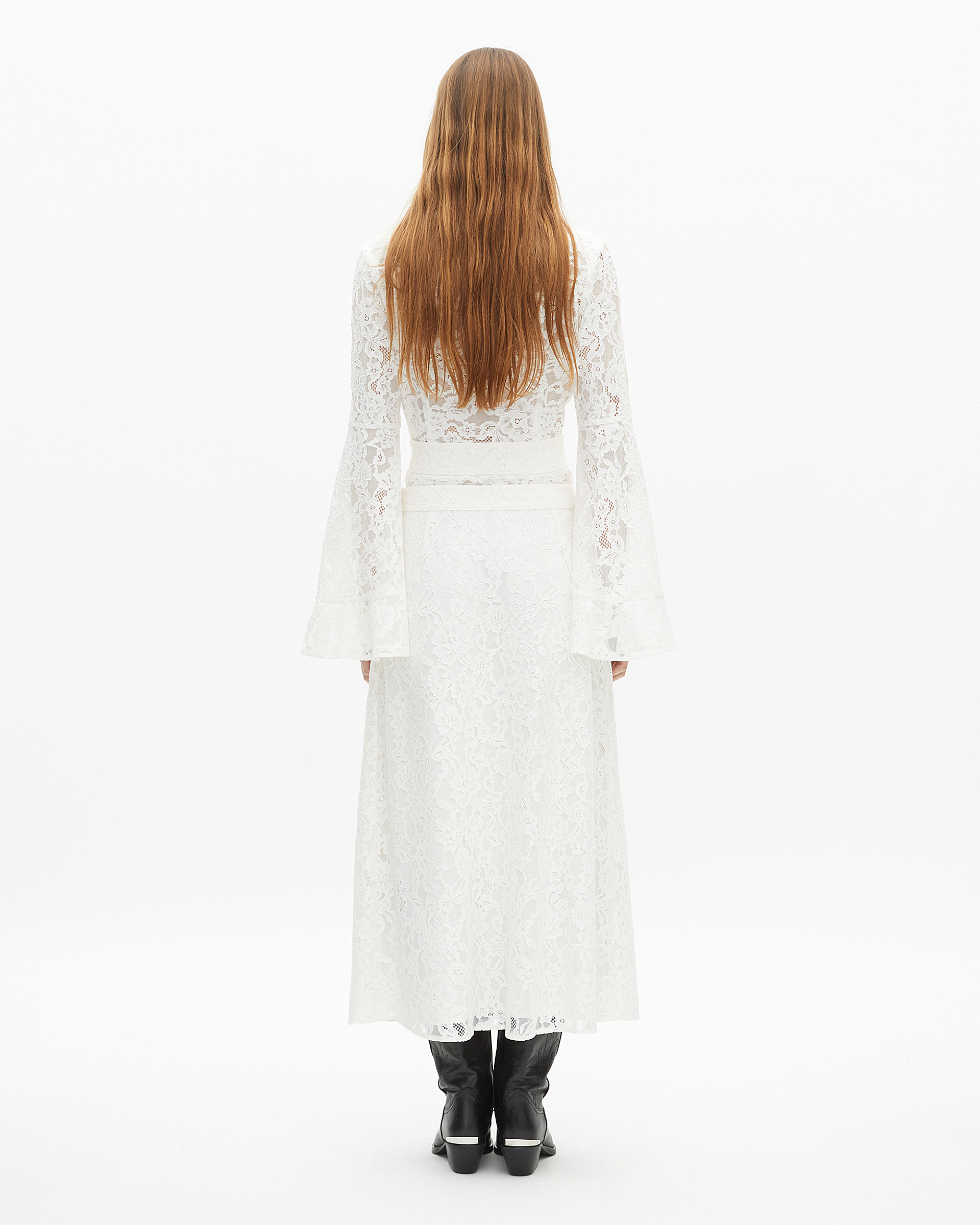 Long white lace skirt