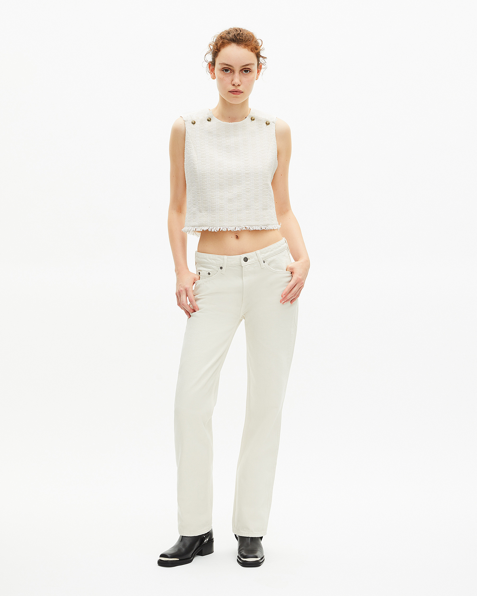 Ecru tweed top