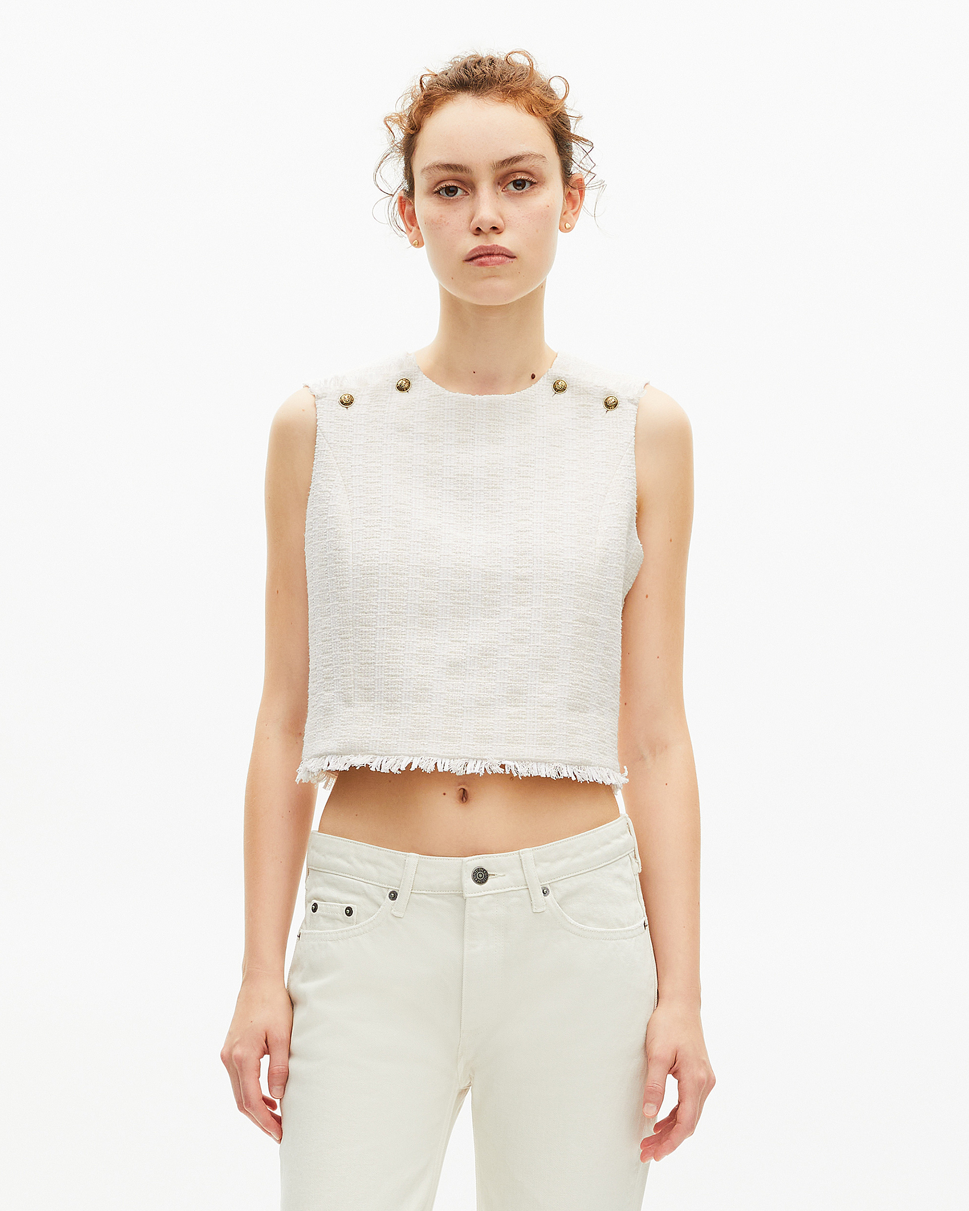 Ecru tweed top
