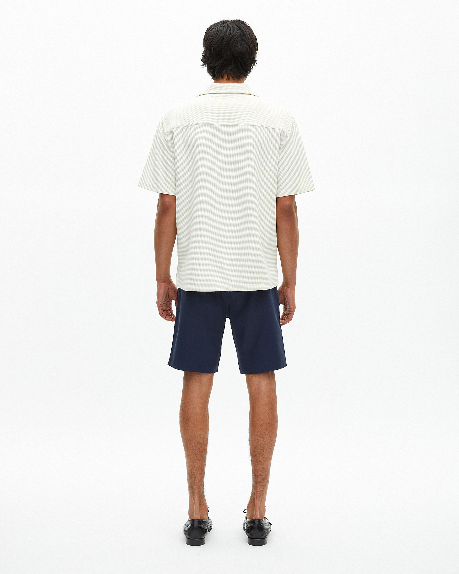 Ecru honeycomb short-sleeve shirt