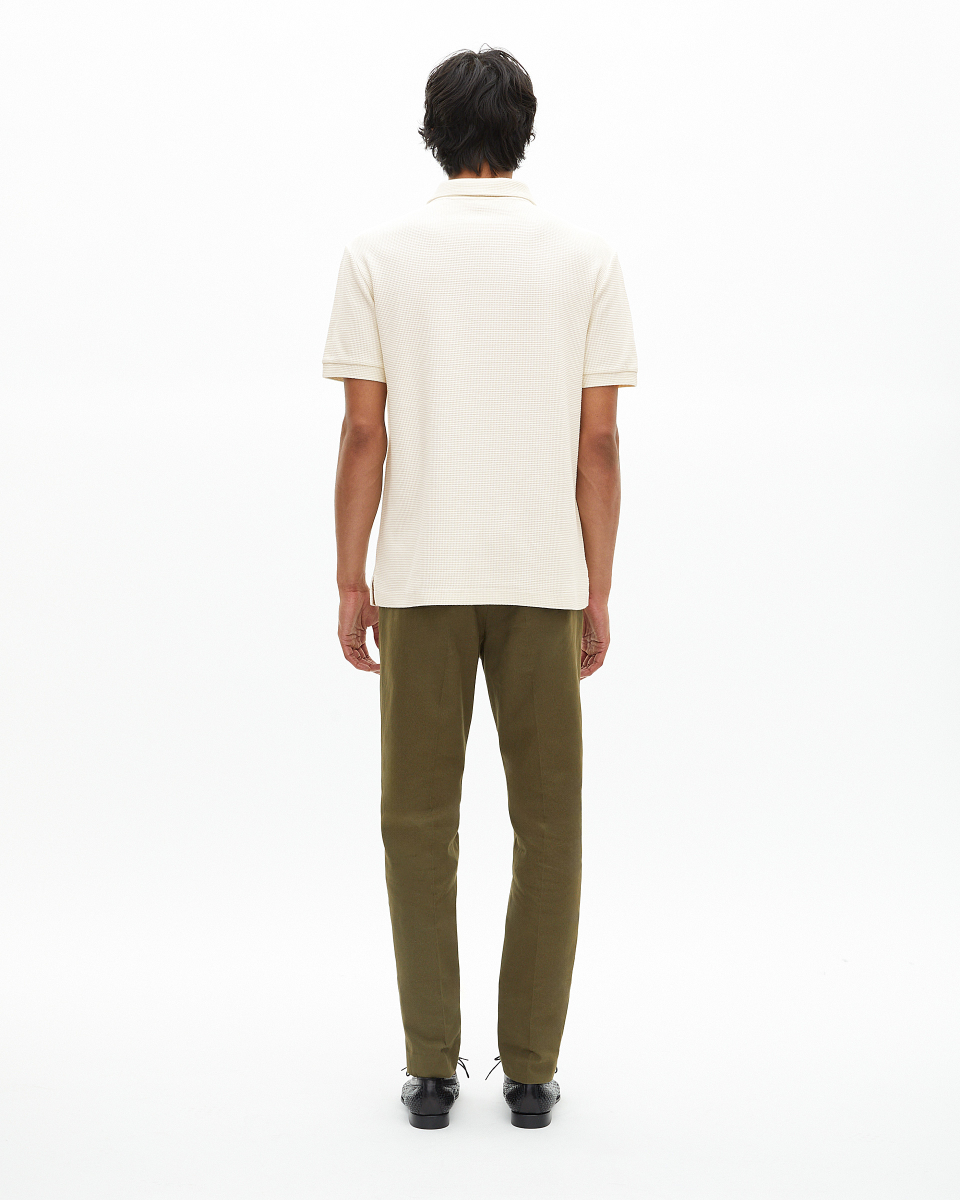 Honeycomb polo shirt with ecru crest