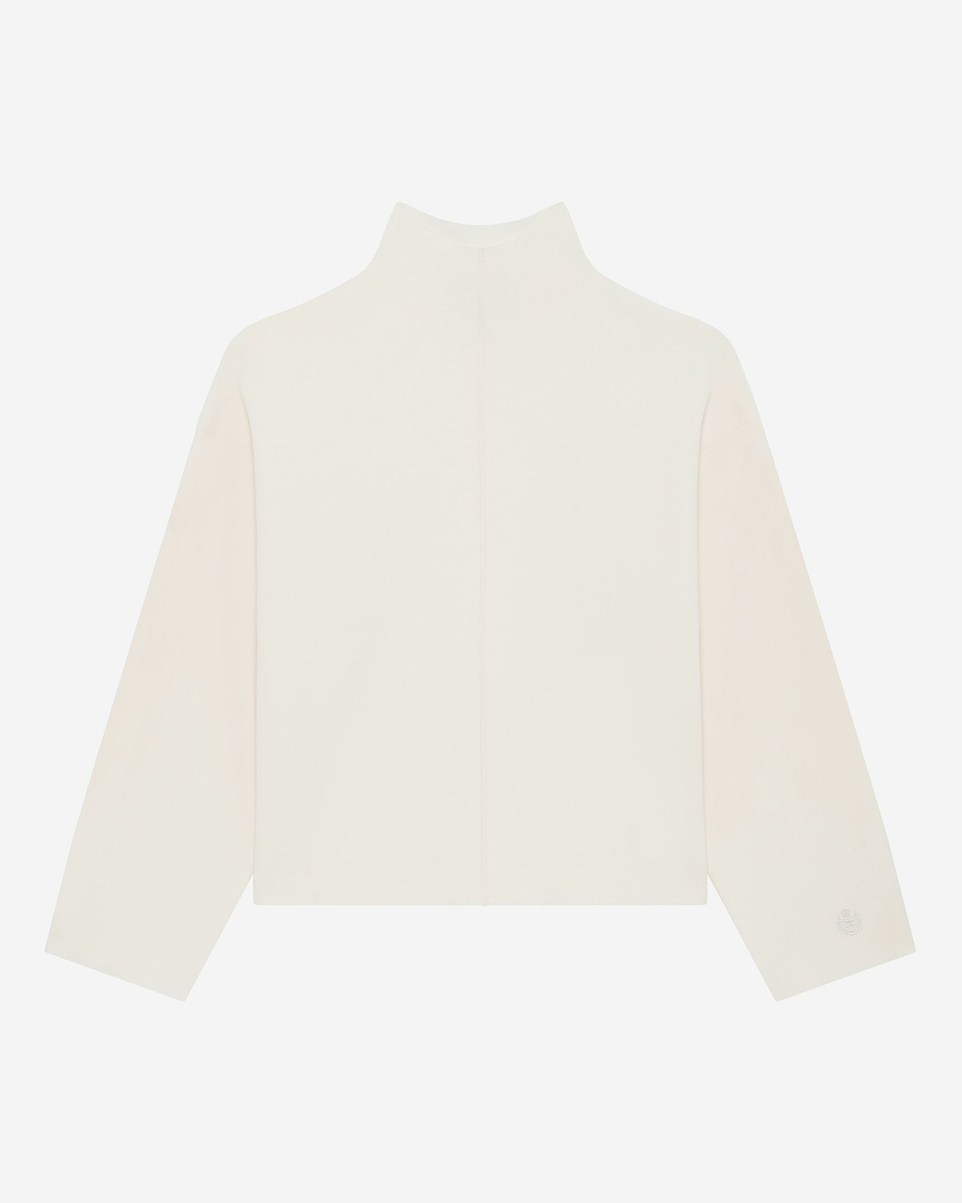 White mock-neck sweater