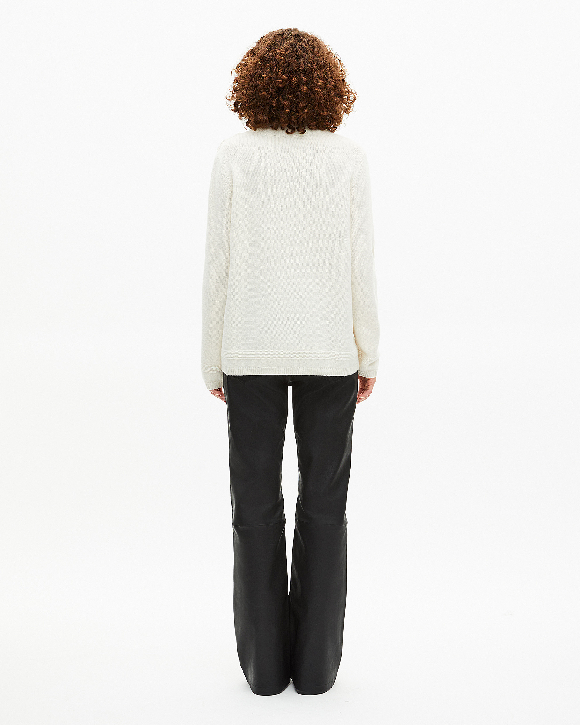 High-neck sweater in ecru wool