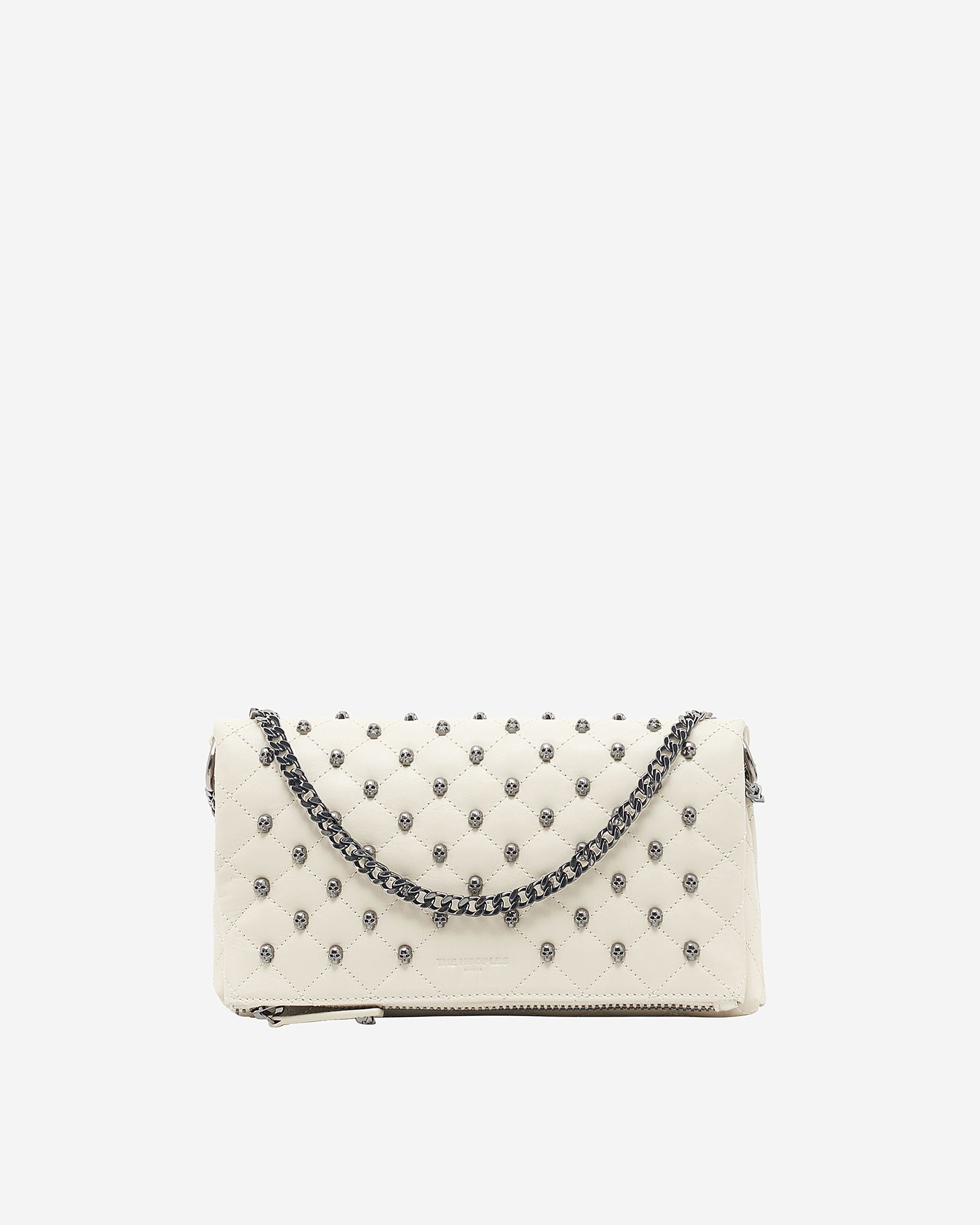 Heritage small clutch bag in ecru leather