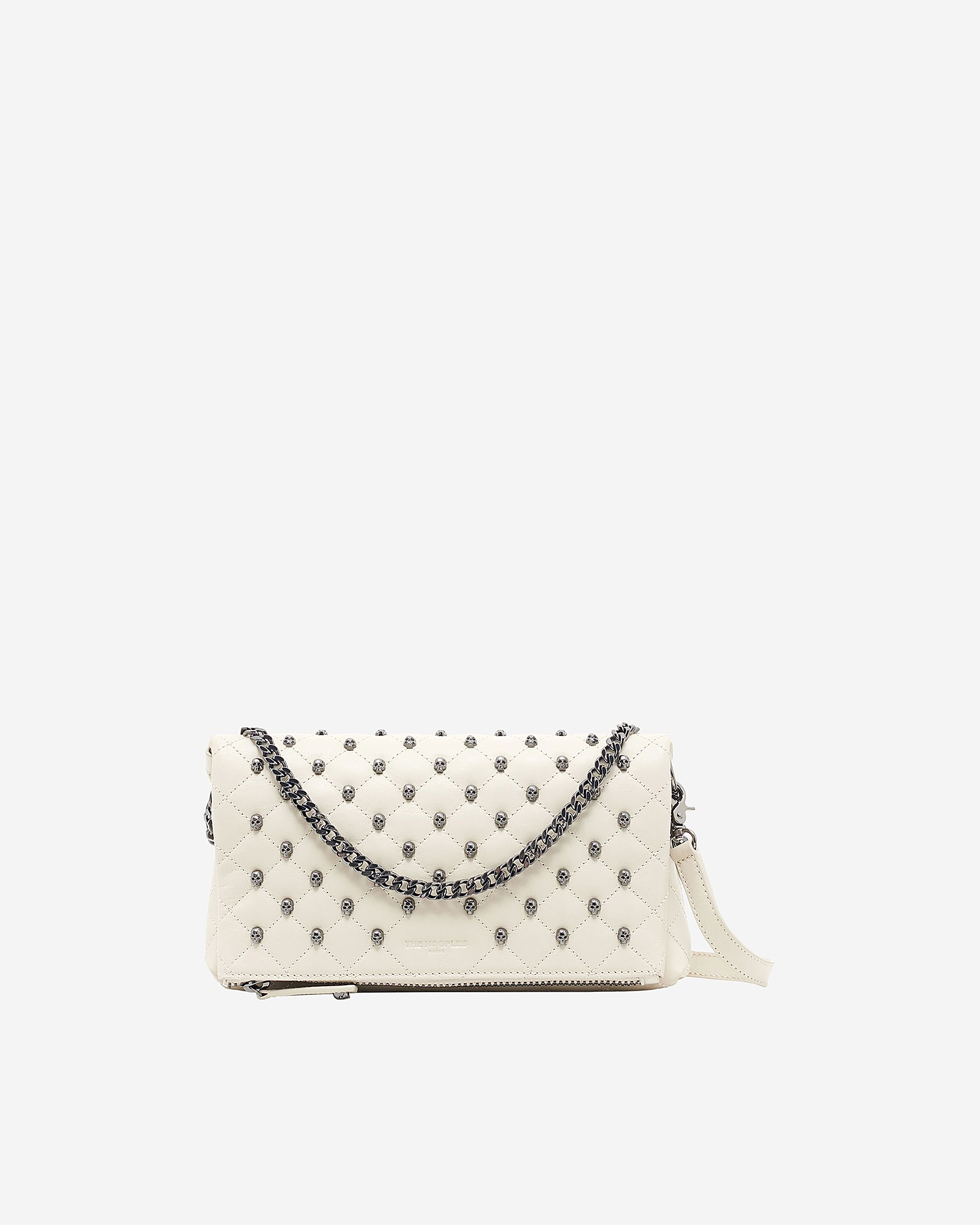 Heritage small clutch bag in ecru leather