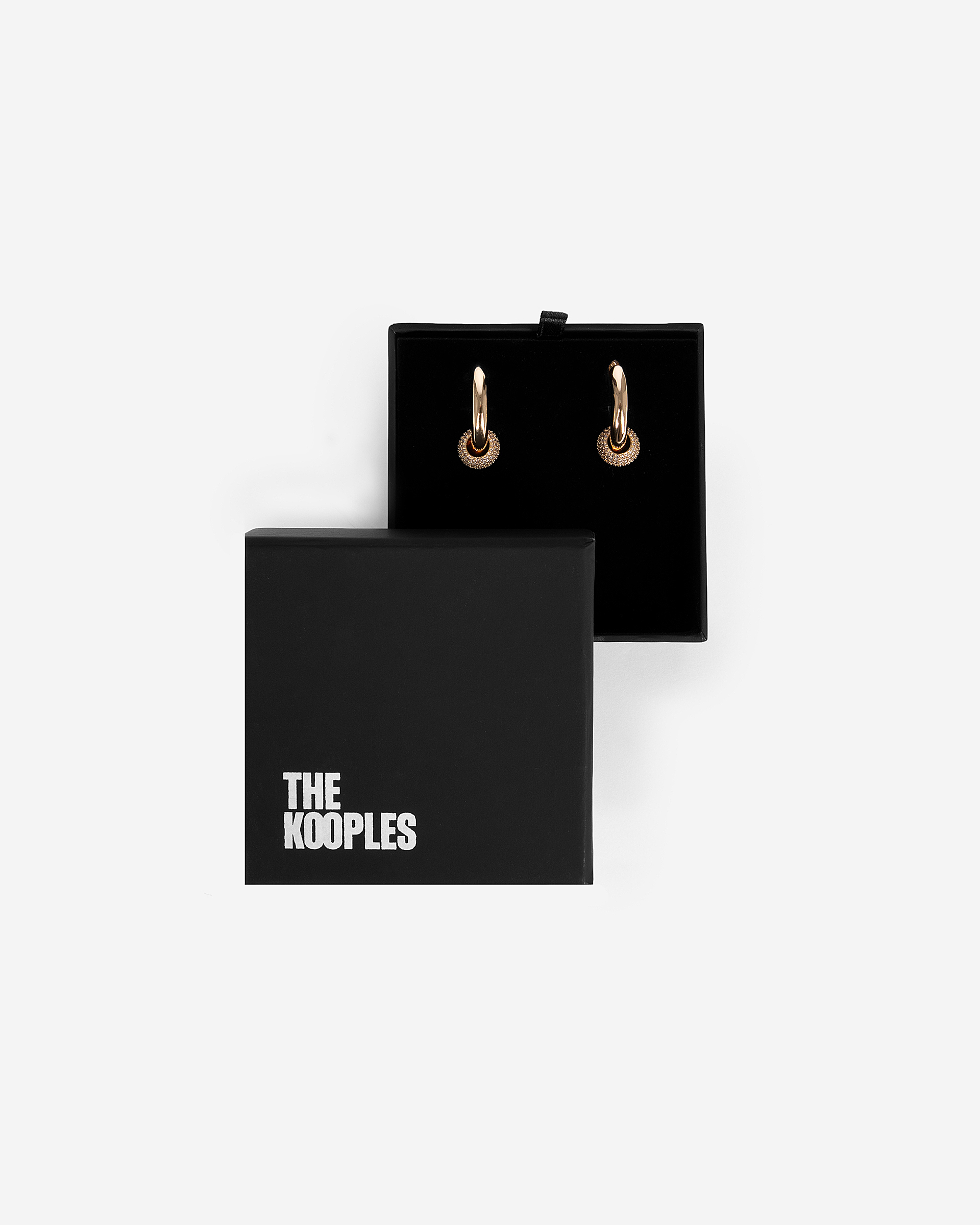 Gold-plated hoop earrings with rhinestones