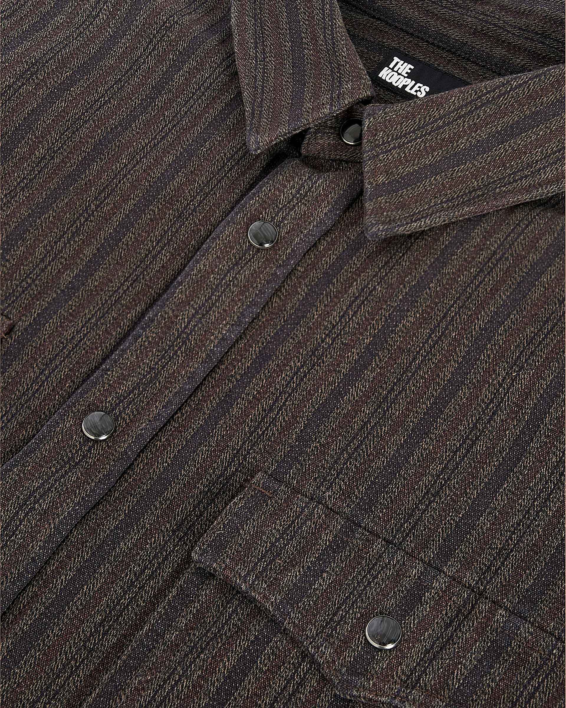 Brown and blue molten stripe overshirt