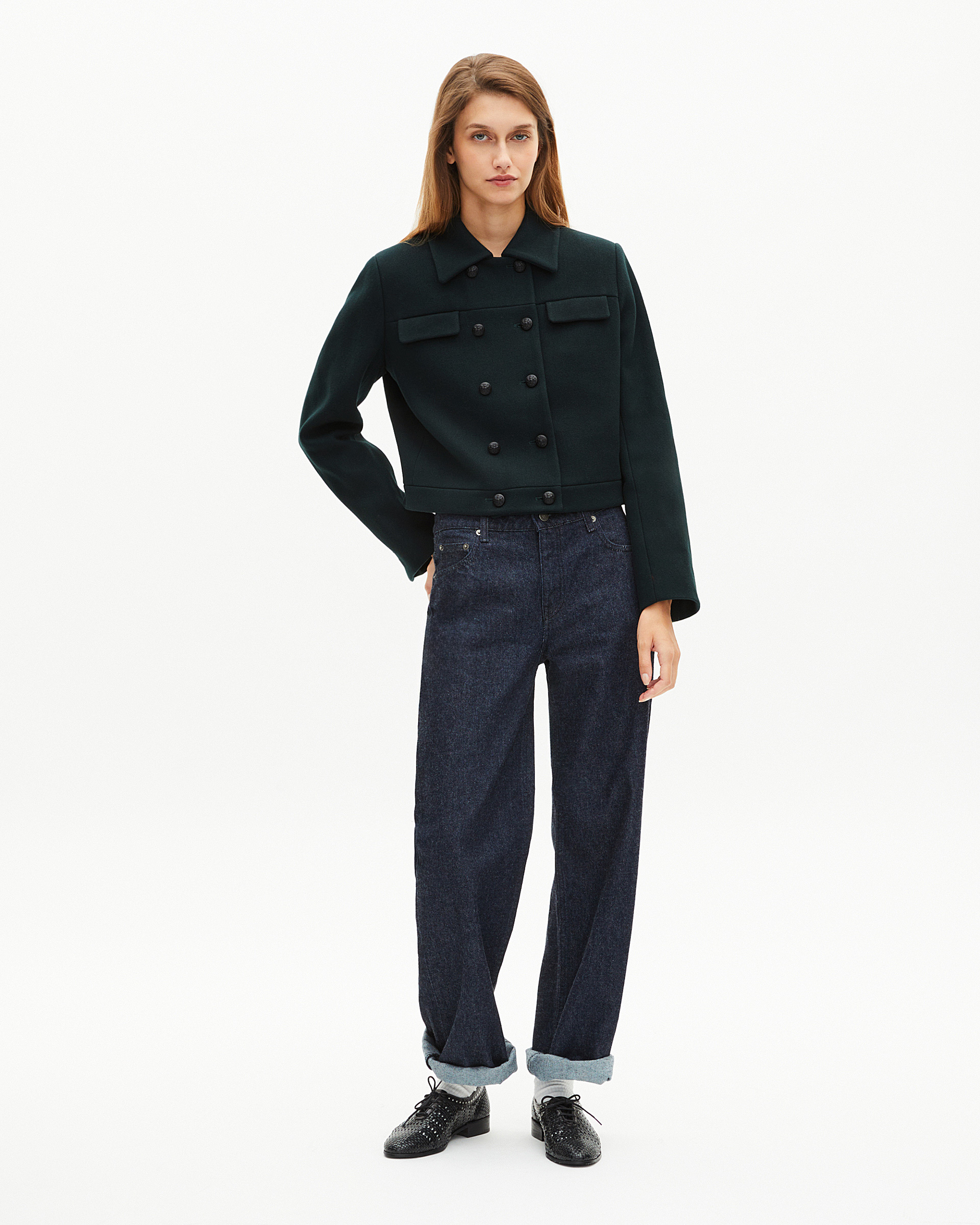 Dark green wool short jacket