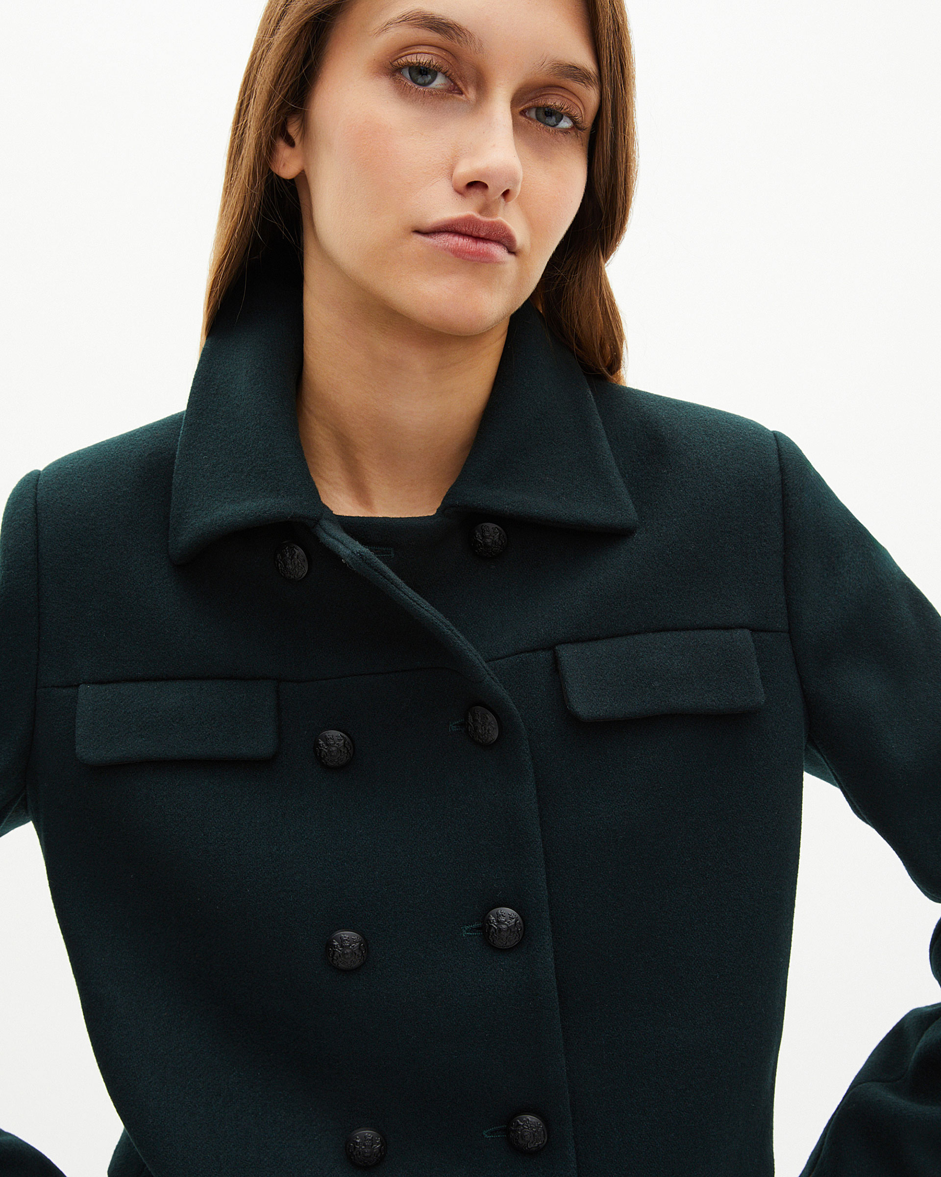 Dark green wool short jacket