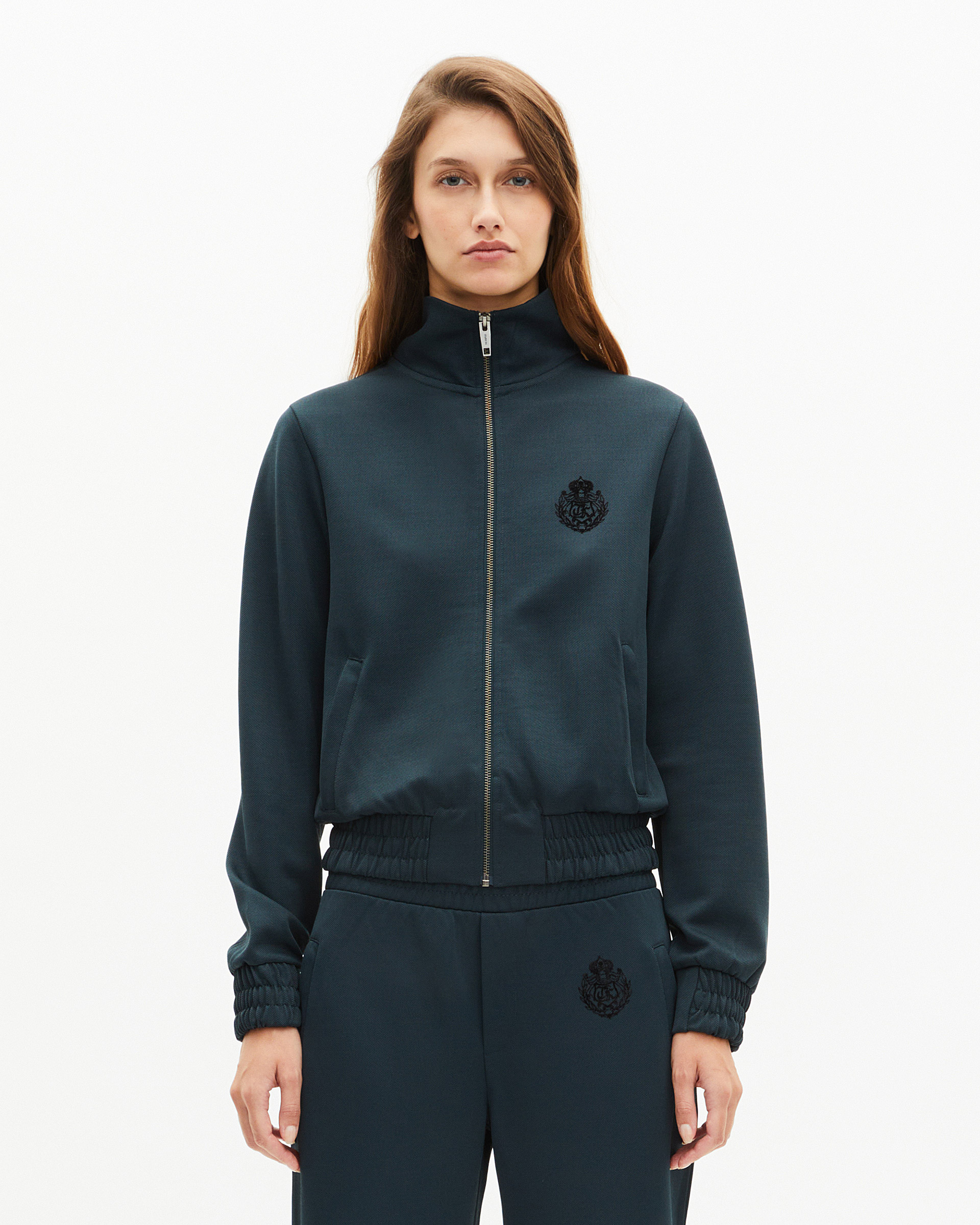 Dark green zip-up sweatshirt