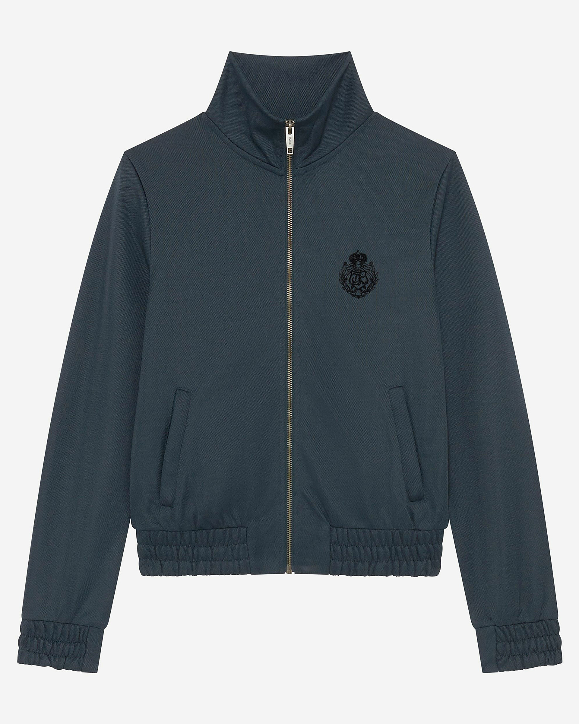 Dark green zip-up sweatshirt