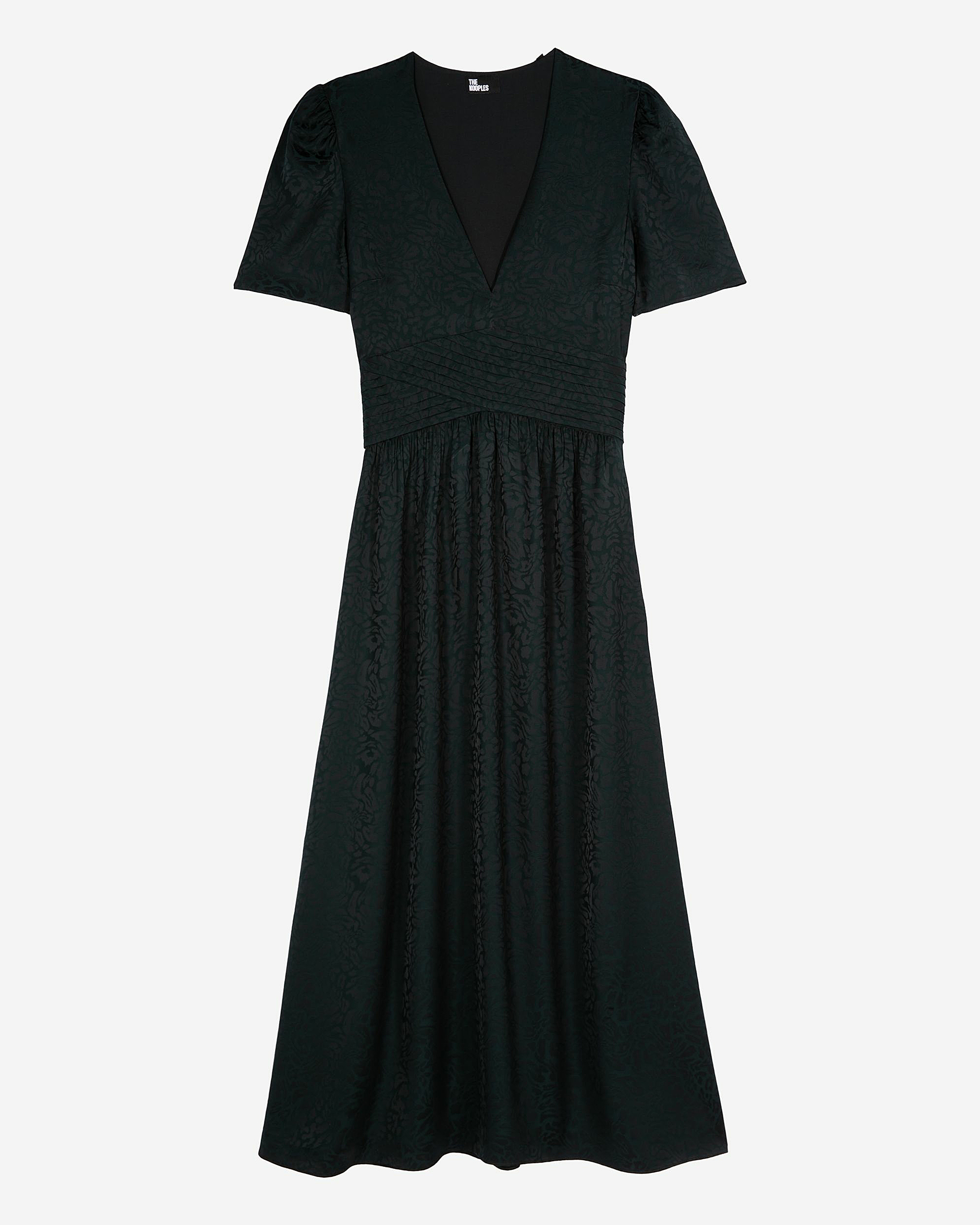 Dark green leopard jacquard maxi dress