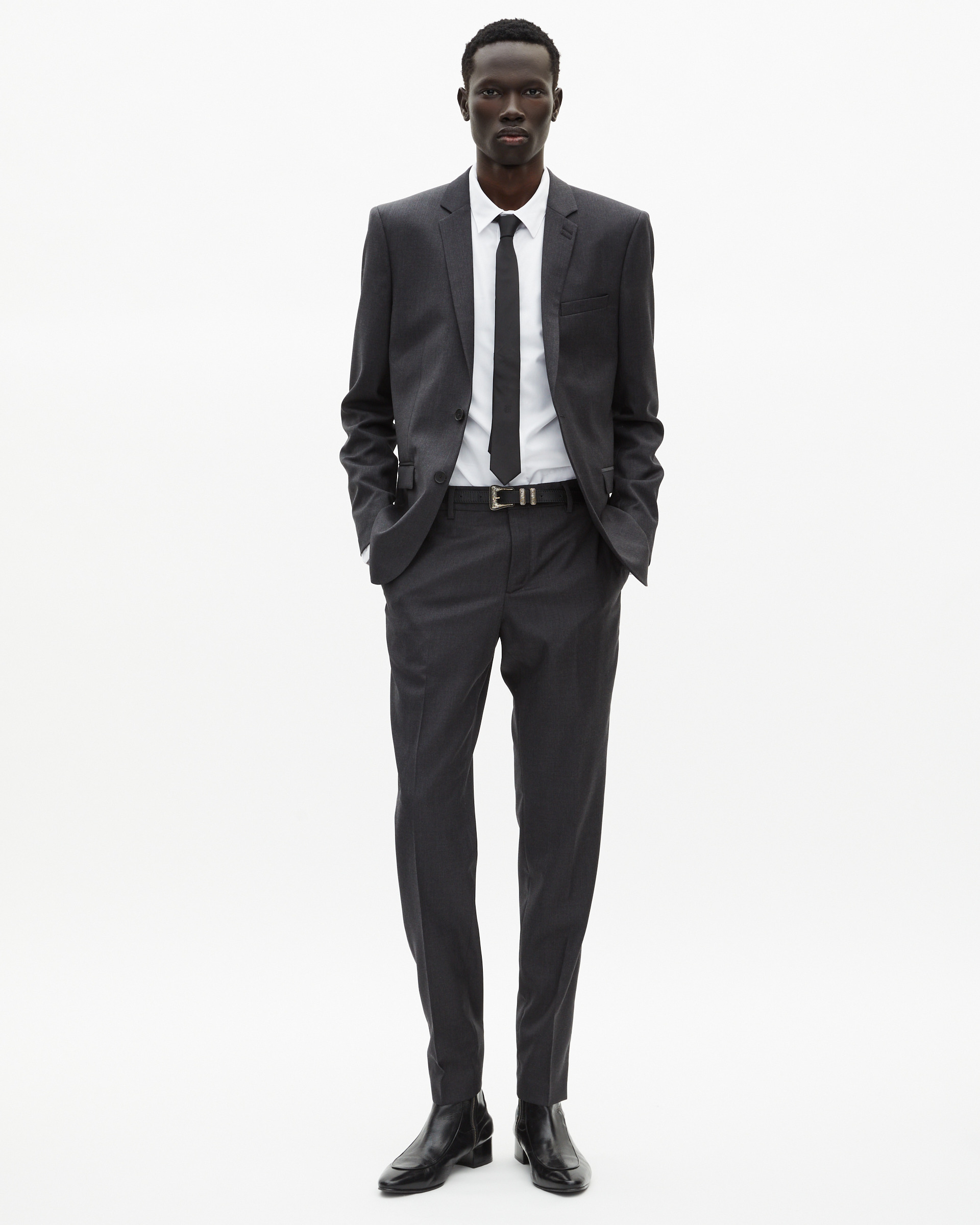 Slim-fit suit jacket in grey wool