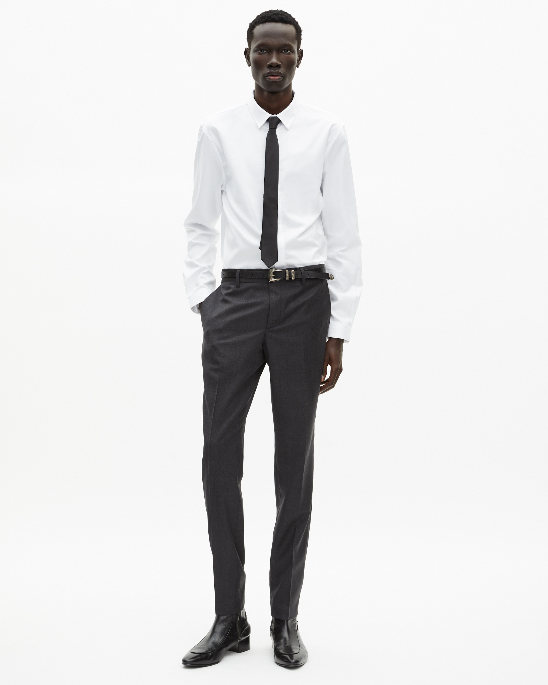 Fitted suit pants in grey wool