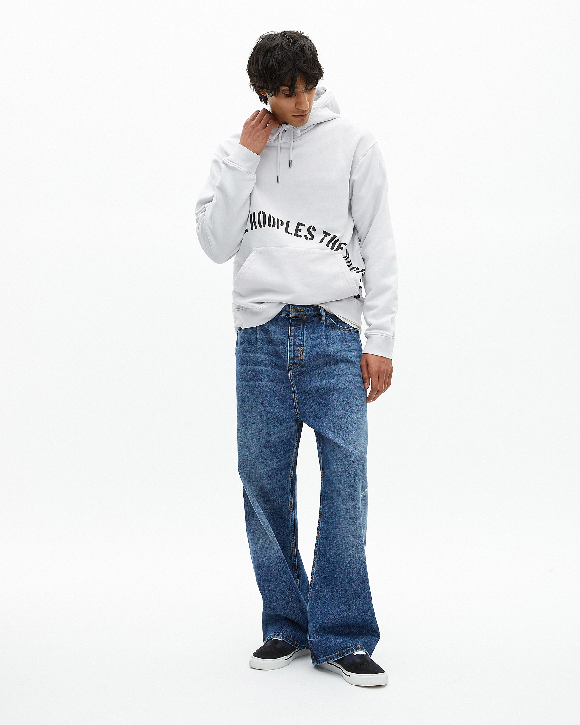 Hooded sweatshirt with grey screen print