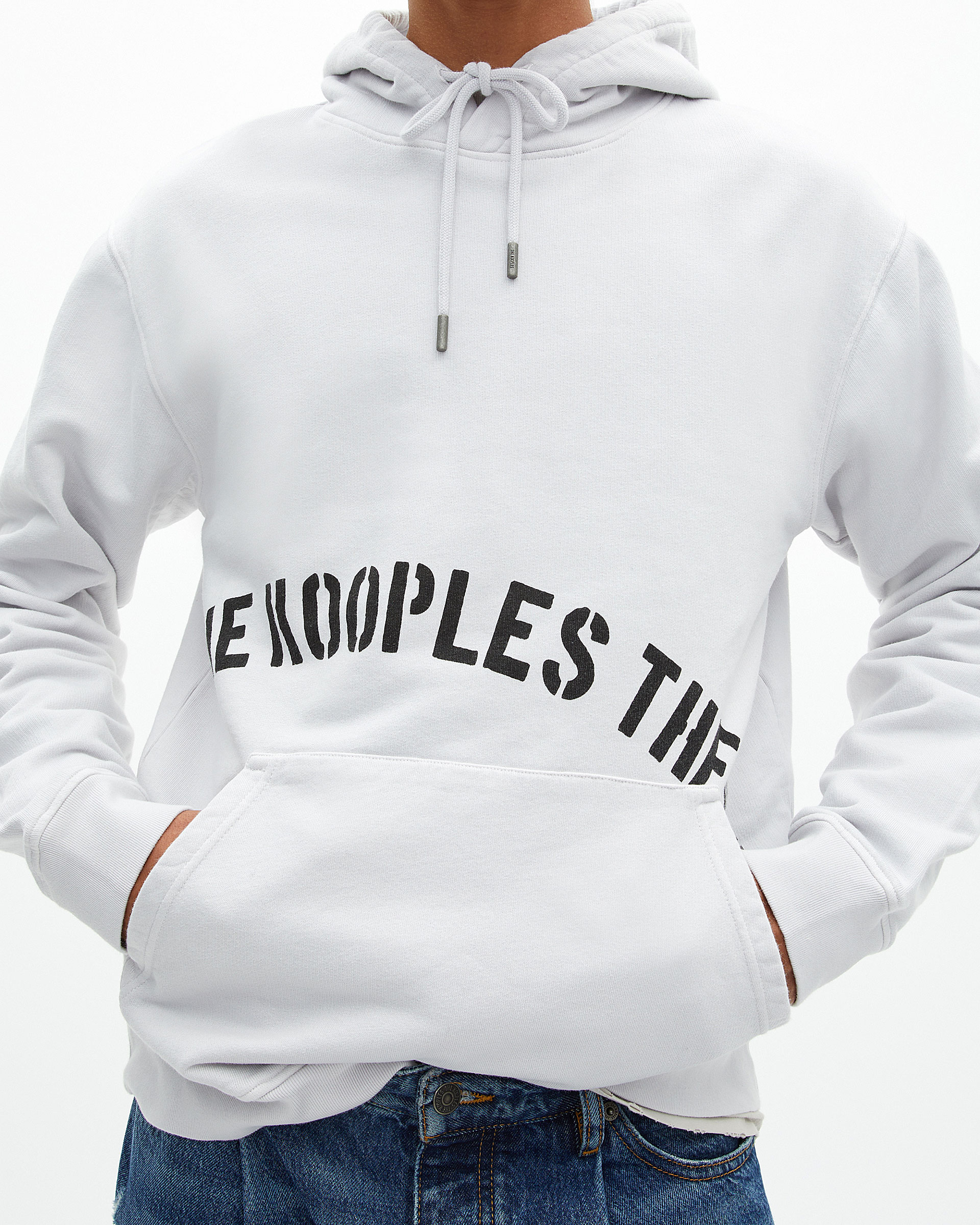 Hooded sweatshirt with grey screen print