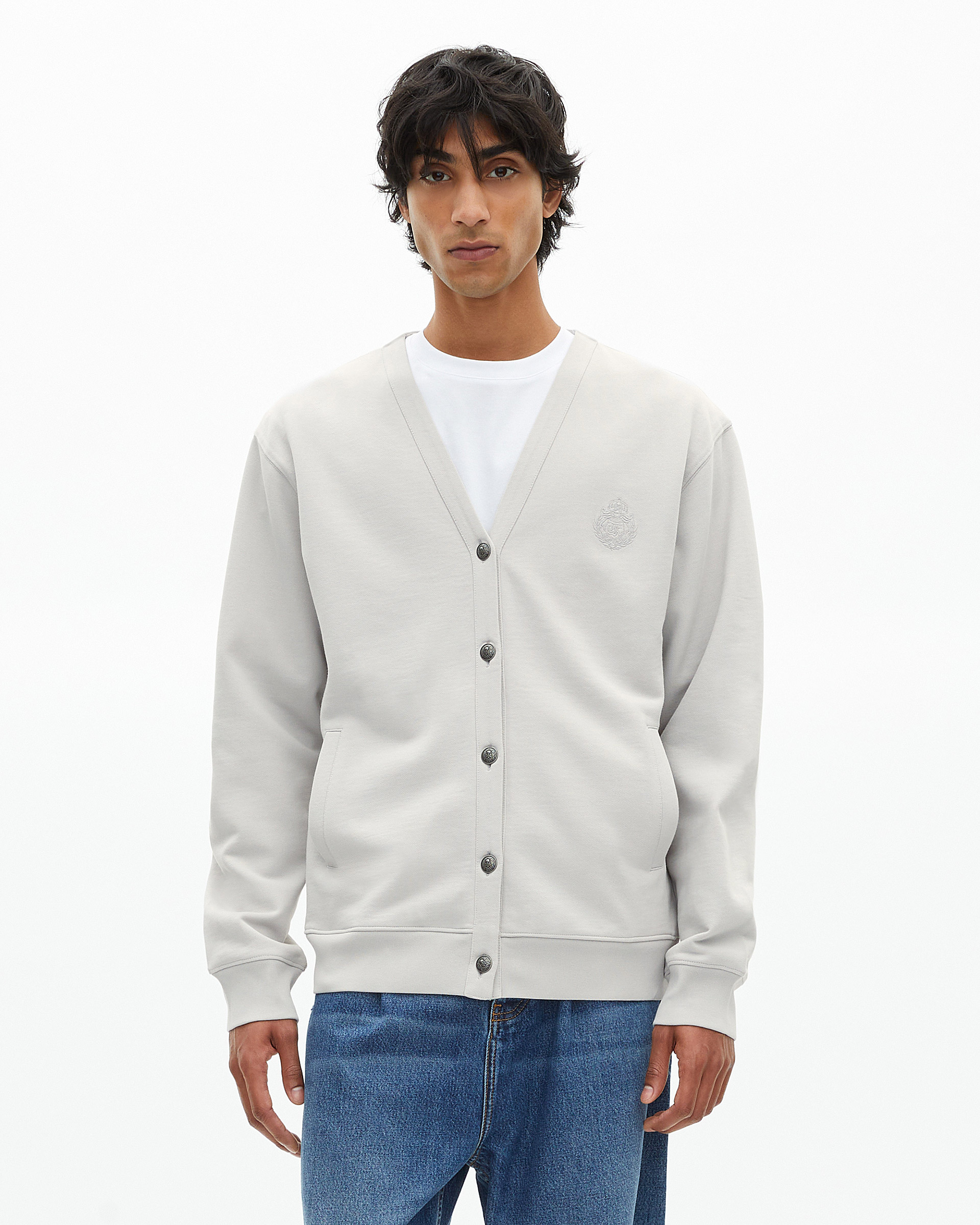 Button-down cardigan in grey jersey