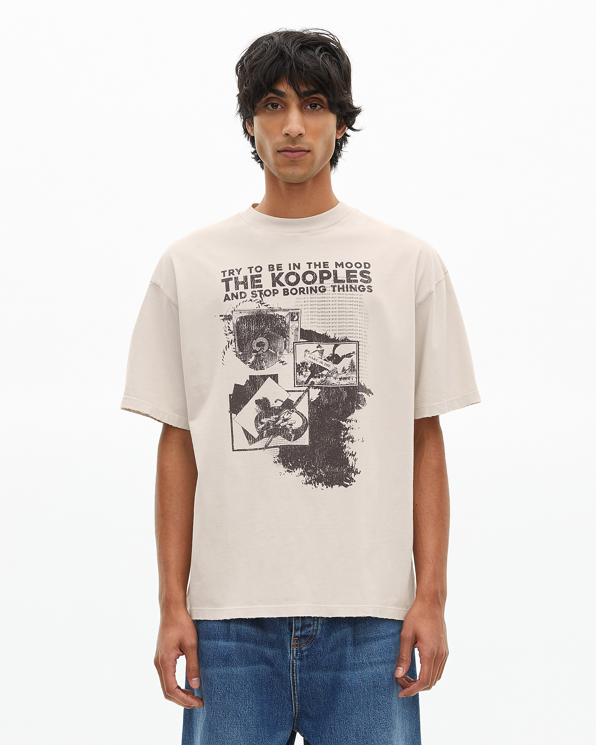 T-shirt with grey screen print